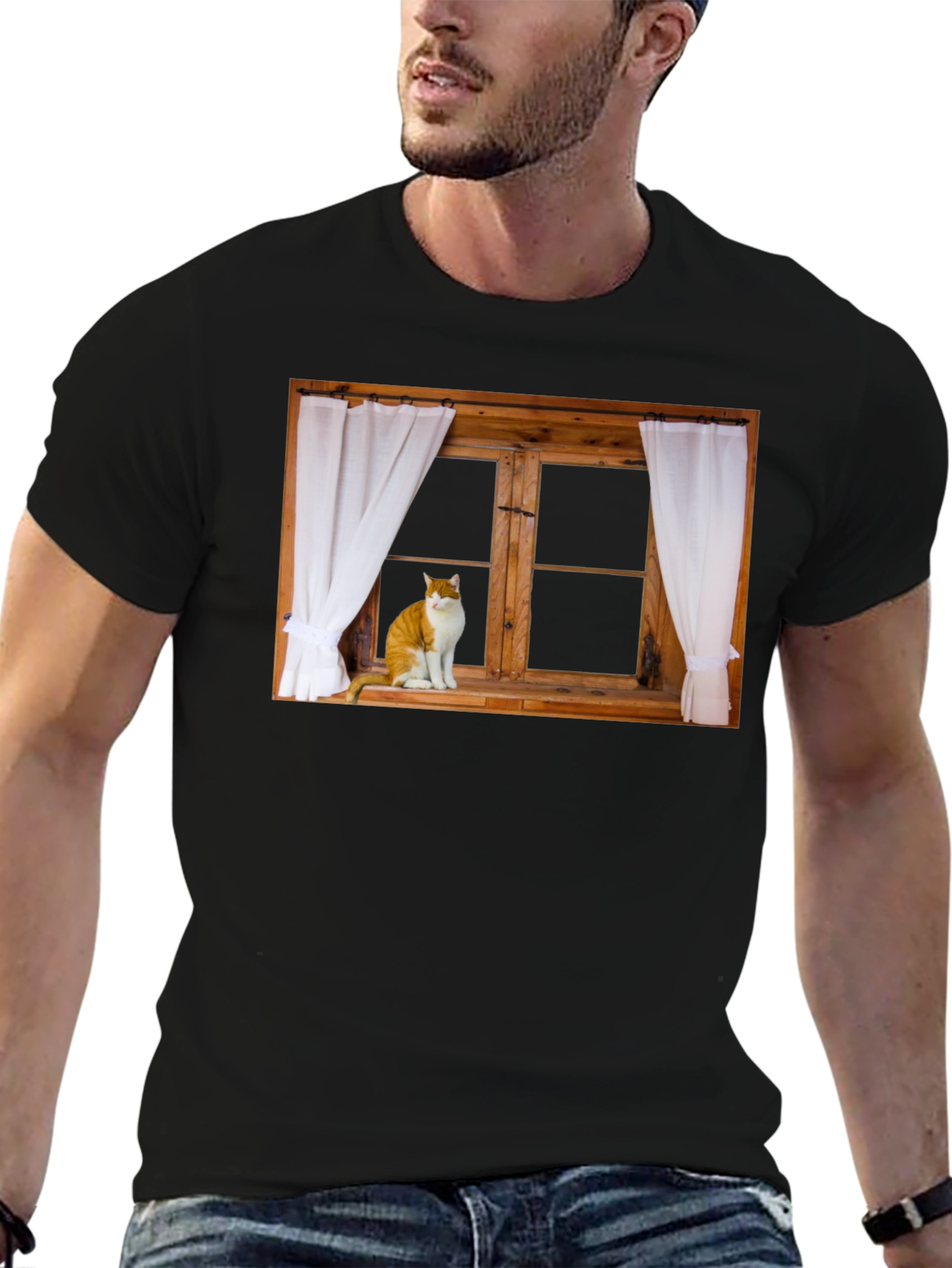 Cat in Window Graphic T-Shirt