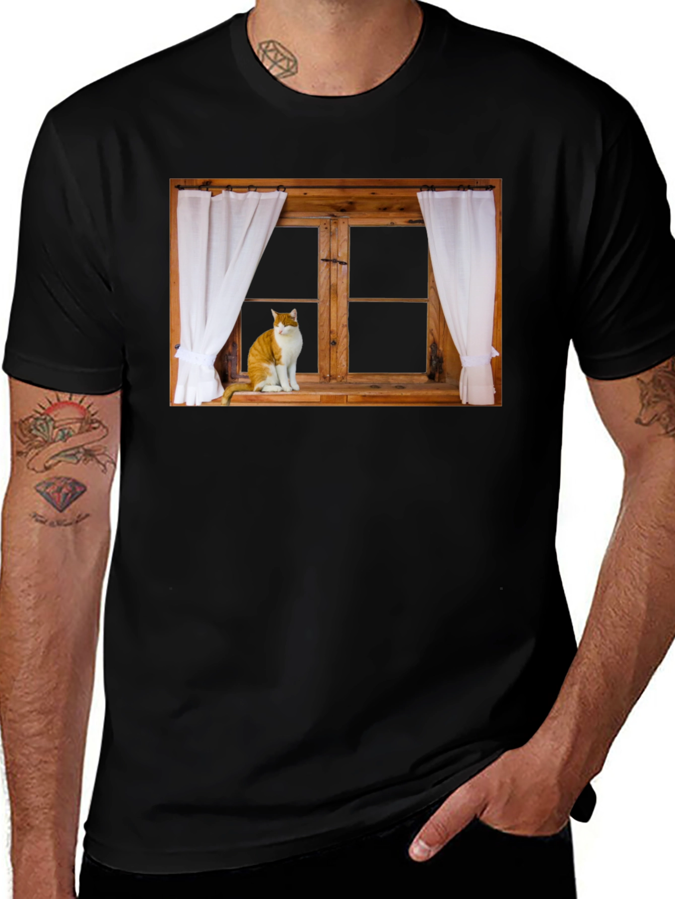 Cat in Window Graphic T-Shirt