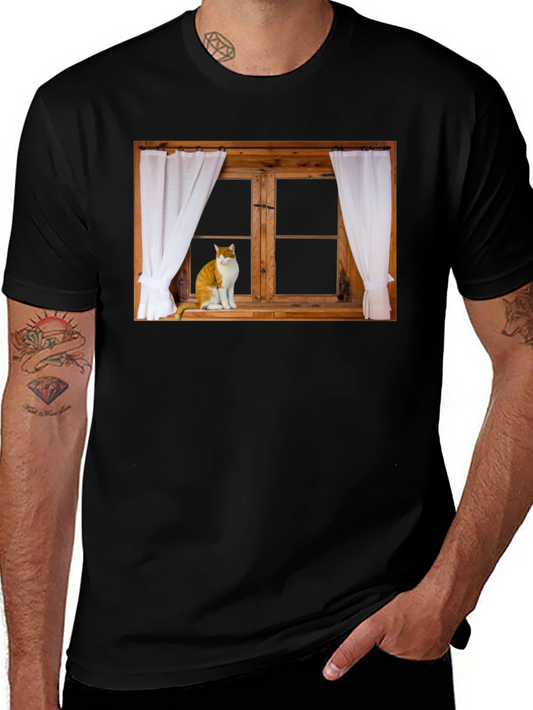 Cat in Window Graphic T-Shirt
