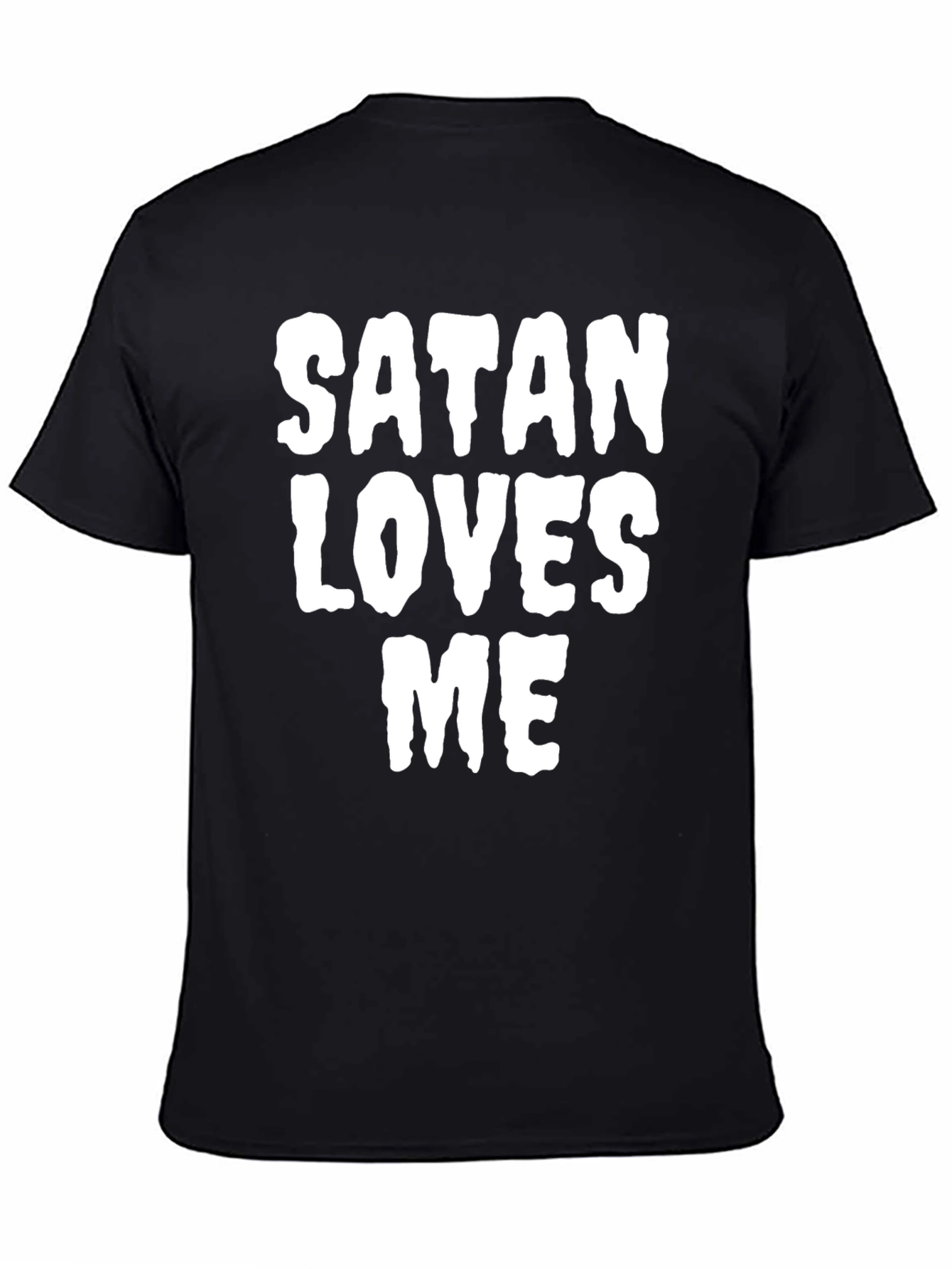 Satan Loves Me Graphic Print Tee - Black
