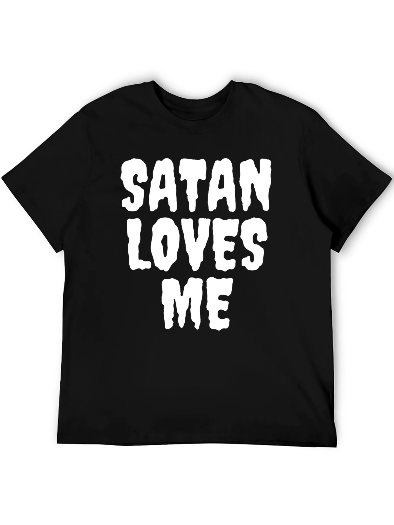 Satan Loves Me Graphic Print Tee - Black