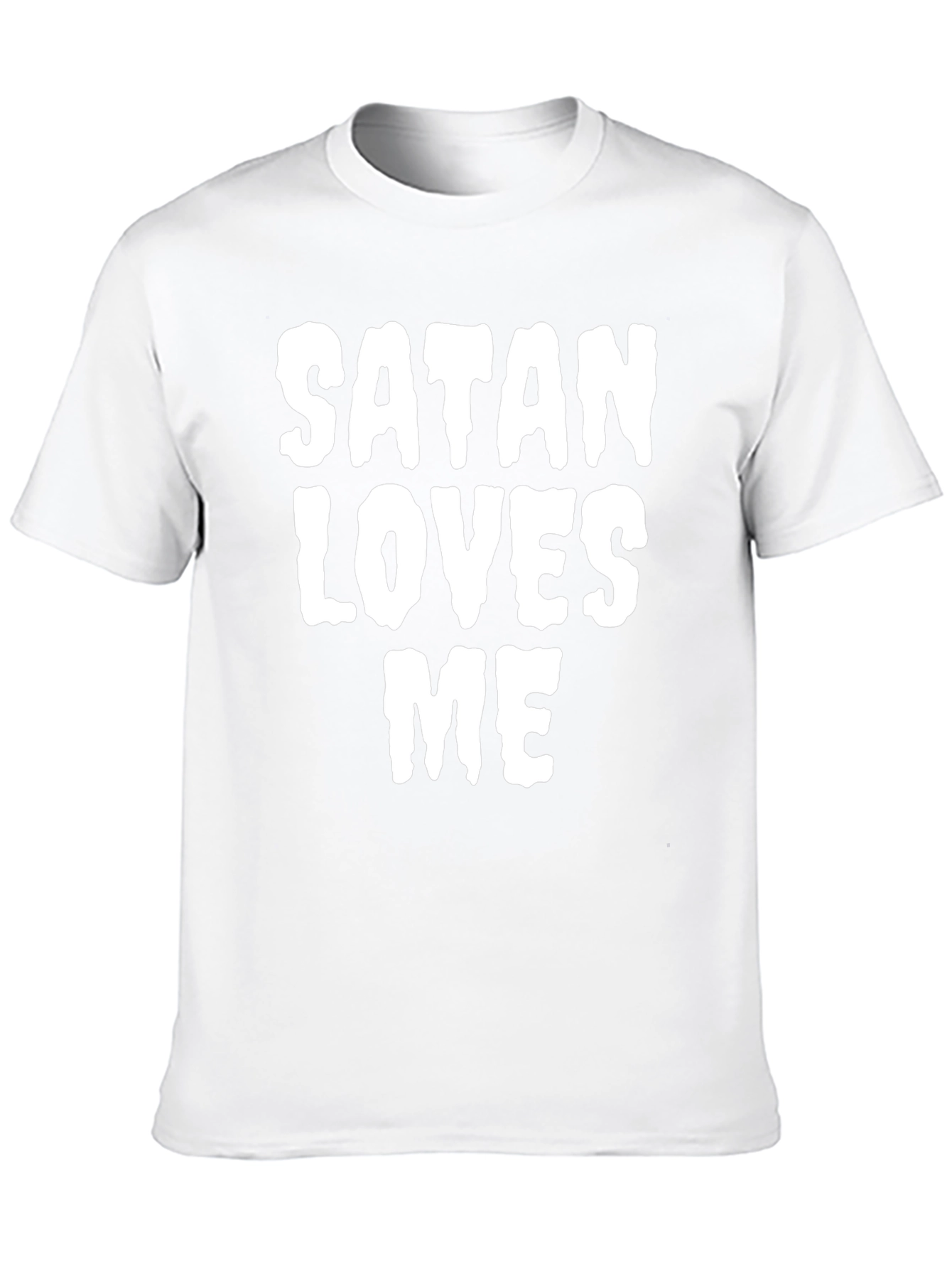 Satan Loves Me Graphic Print Tee - Black