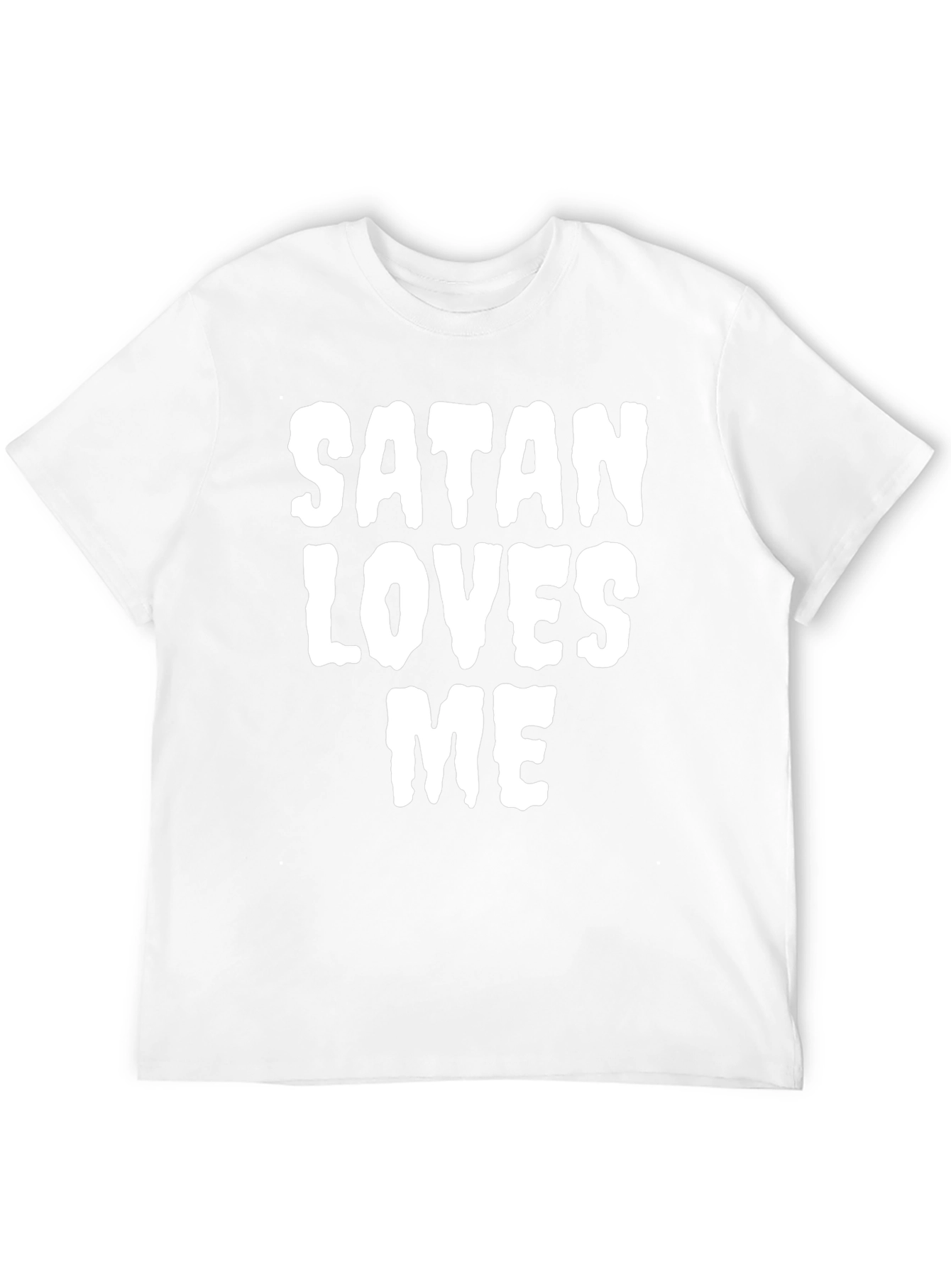 Satan Loves Me Graphic Print Tee - Black