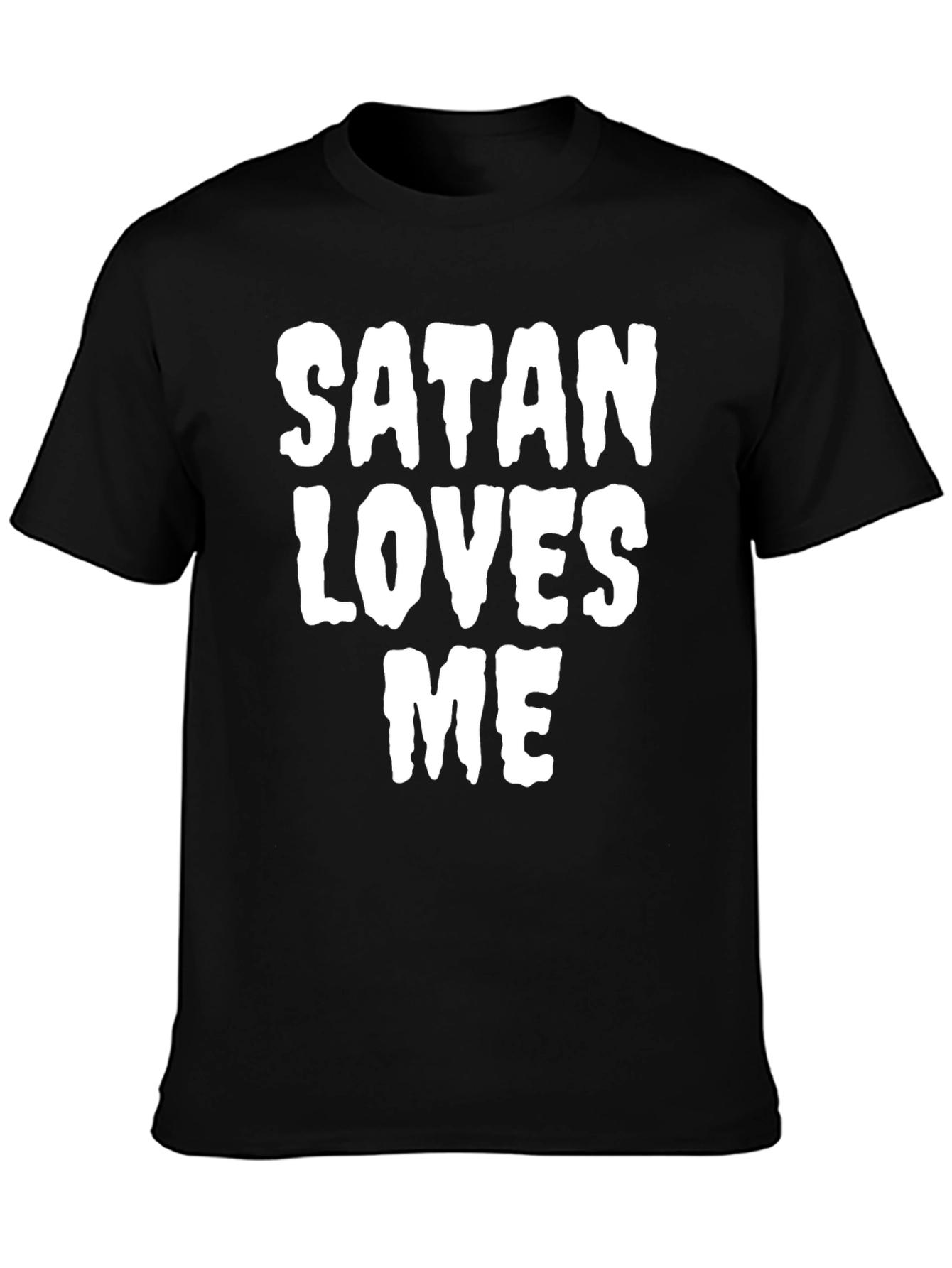 Satan Loves Me Graphic Print Tee - Black