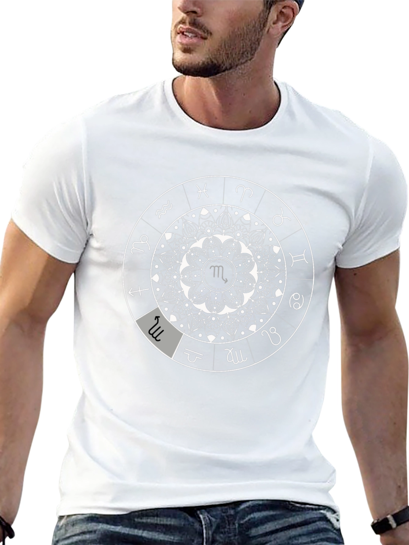 Zodiac Mandala Black T-Shirt - Astrological Sign Design