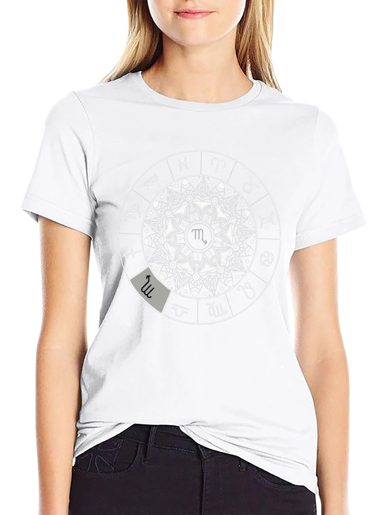 Zodiac Mandala Black T-Shirt - Astrological Sign Design