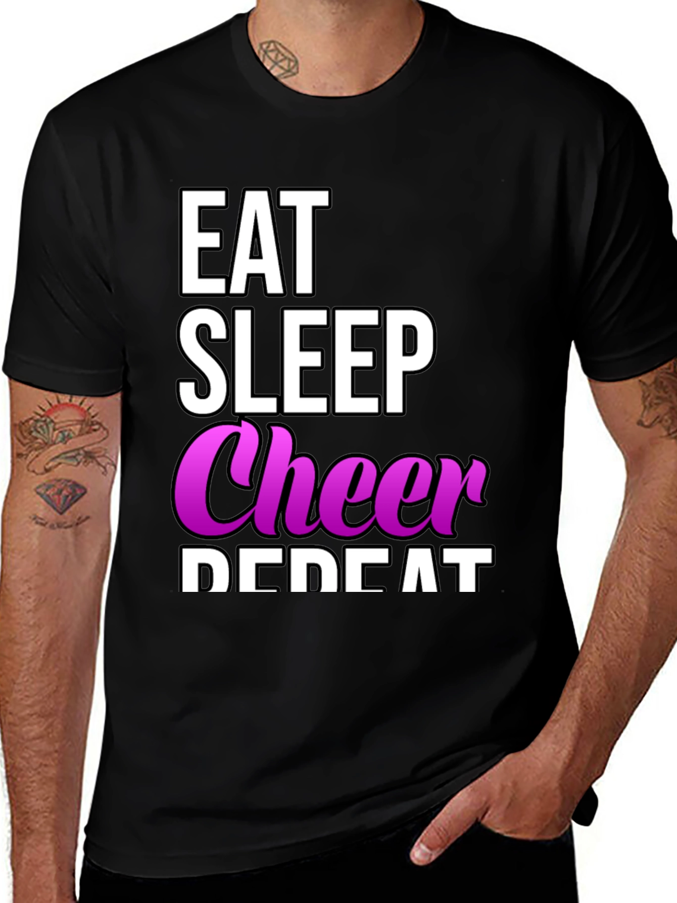 Eat Sleep Cheer Repeat T-Shirt - Cheerleading Tee