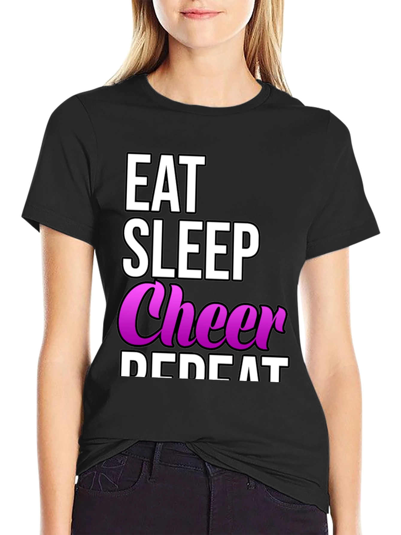 Eat Sleep Cheer Repeat T-Shirt - Cheerleading Tee