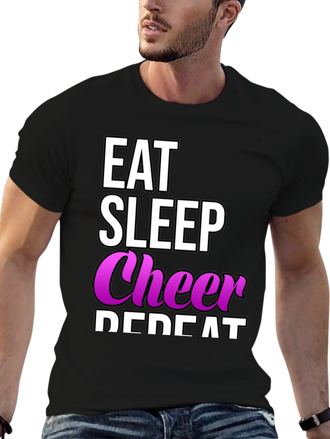 Eat Sleep Cheer Repeat T-Shirt - Cheerleading Tee