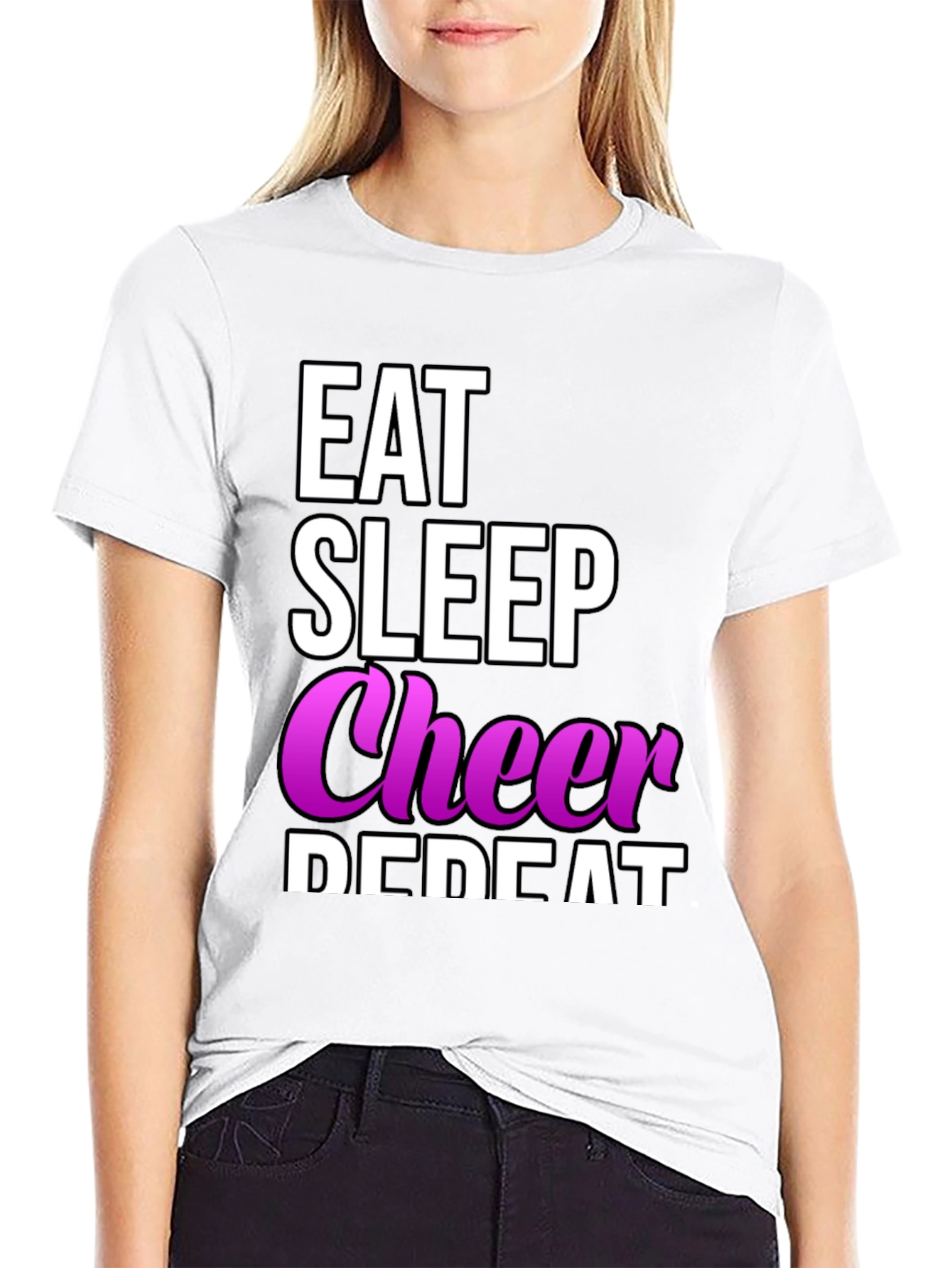 Eat Sleep Cheer Repeat T-Shirt - Cheerleading Tee