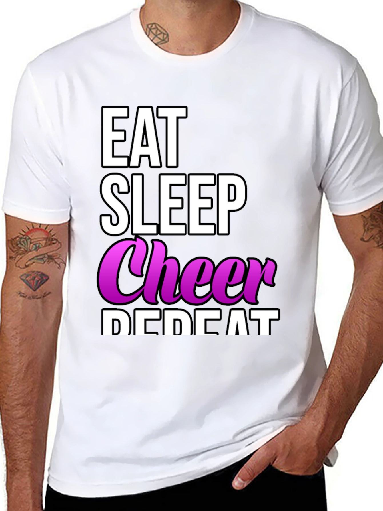Eat Sleep Cheer Repeat T-Shirt - Cheerleading Tee