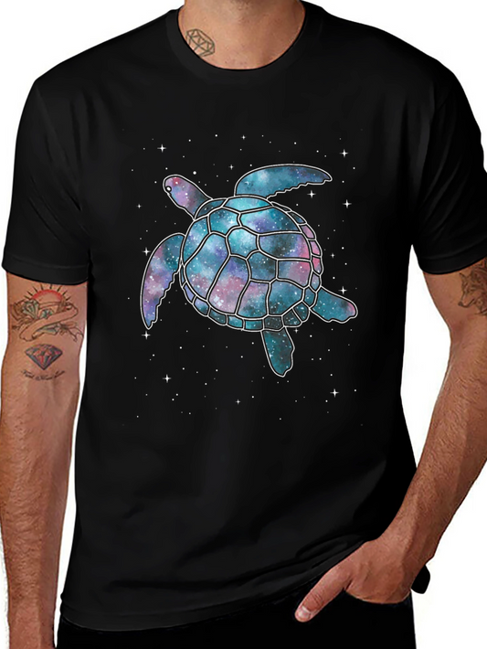 Cosmic Turtle Graphic T-Shirt - Black