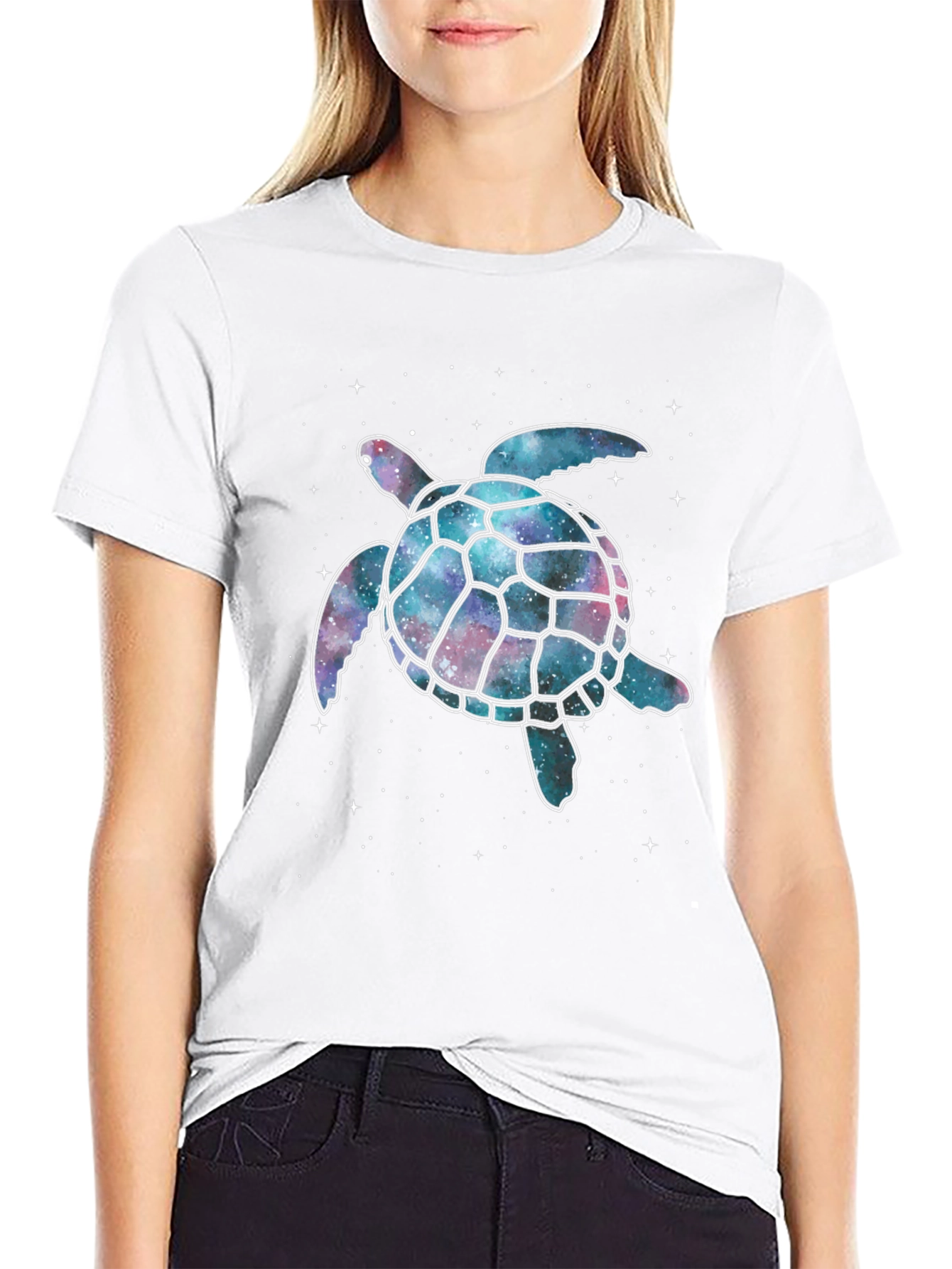Cosmic Turtle Graphic T-Shirt - Black