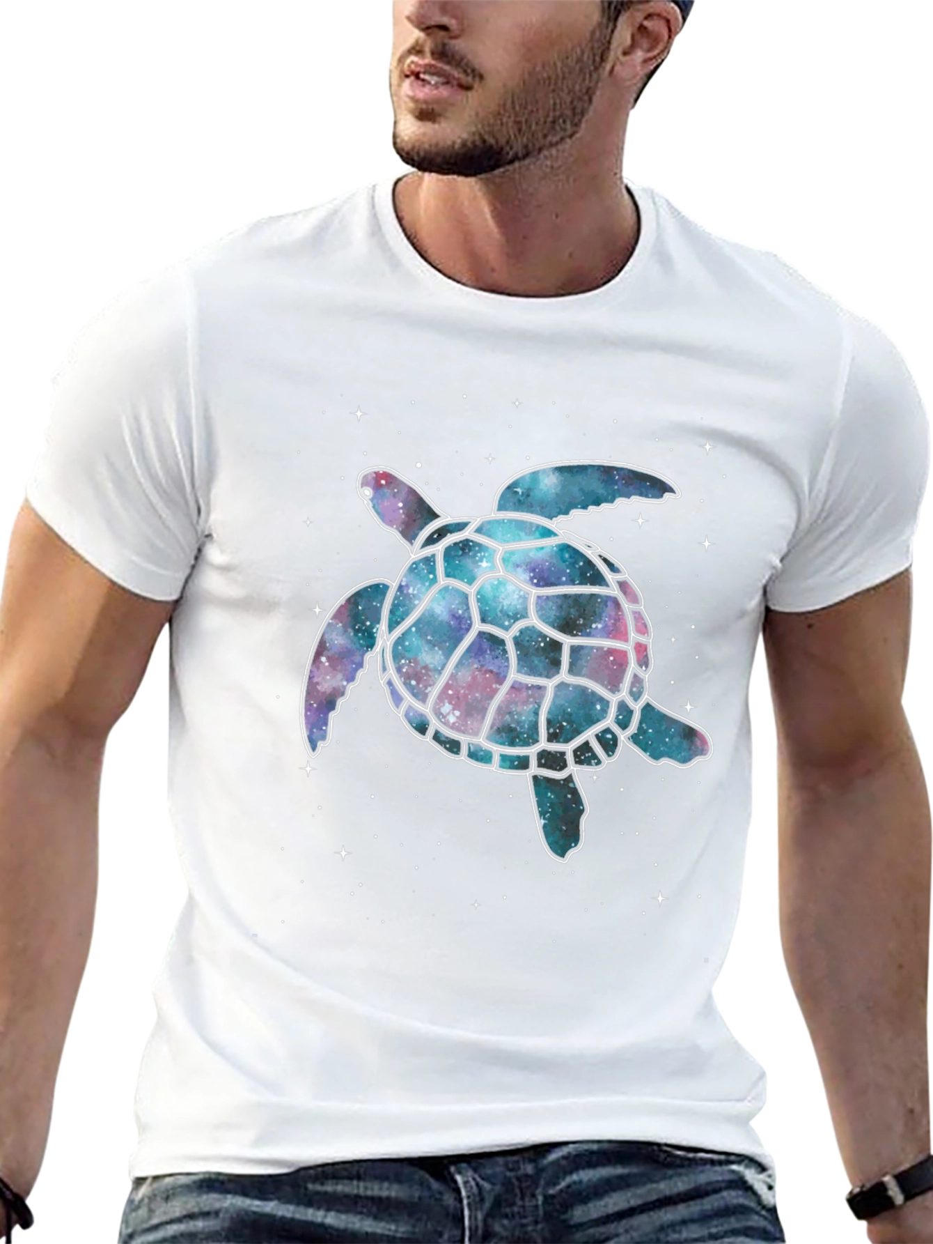 Cosmic Turtle Graphic T-Shirt - Black