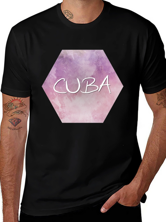 Cuba Watercolor Graphic Tee - Mens Black T-Shirt