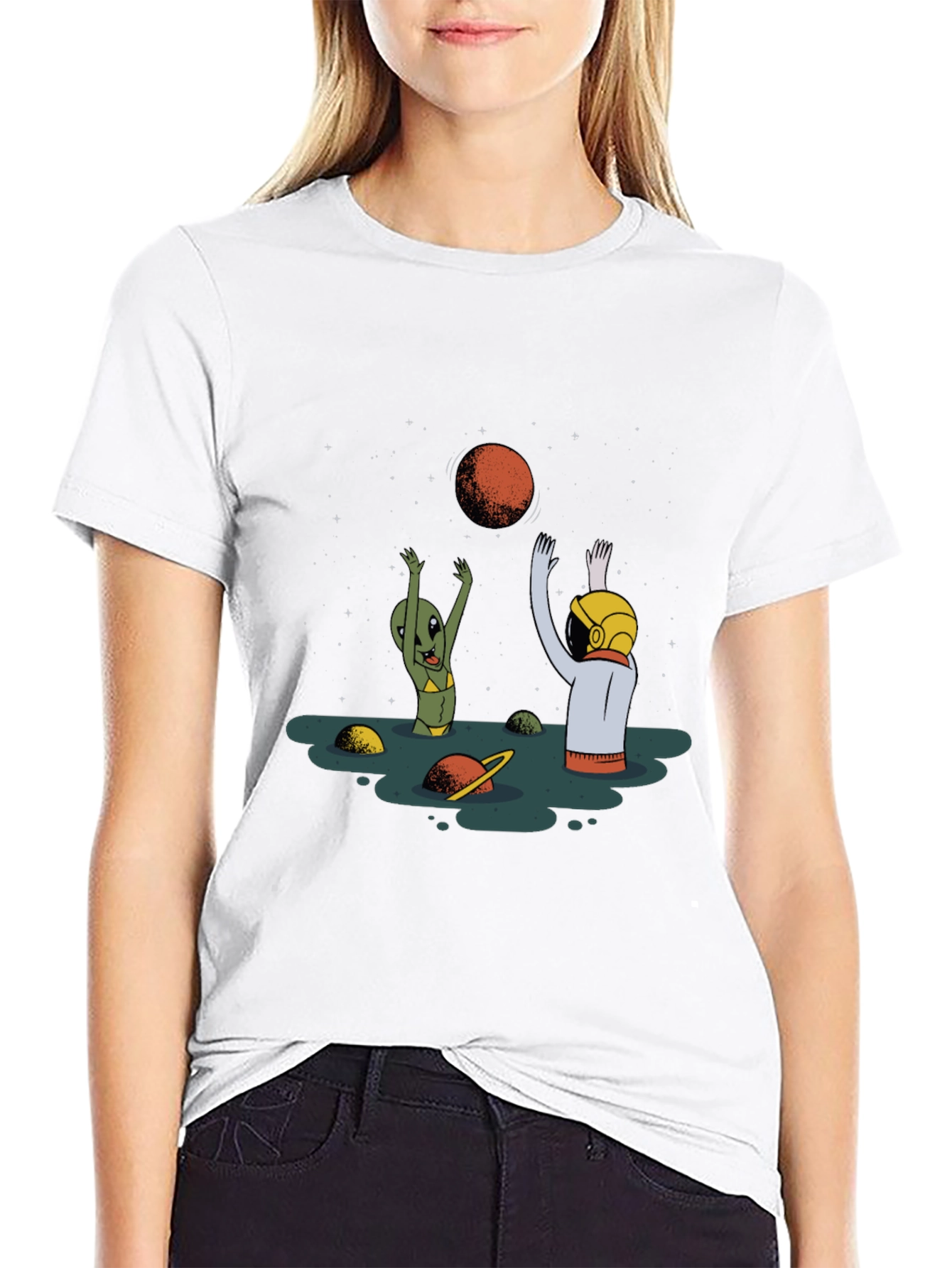 Alien Astronaut T-Shirt - Cosmic Beach Vibes