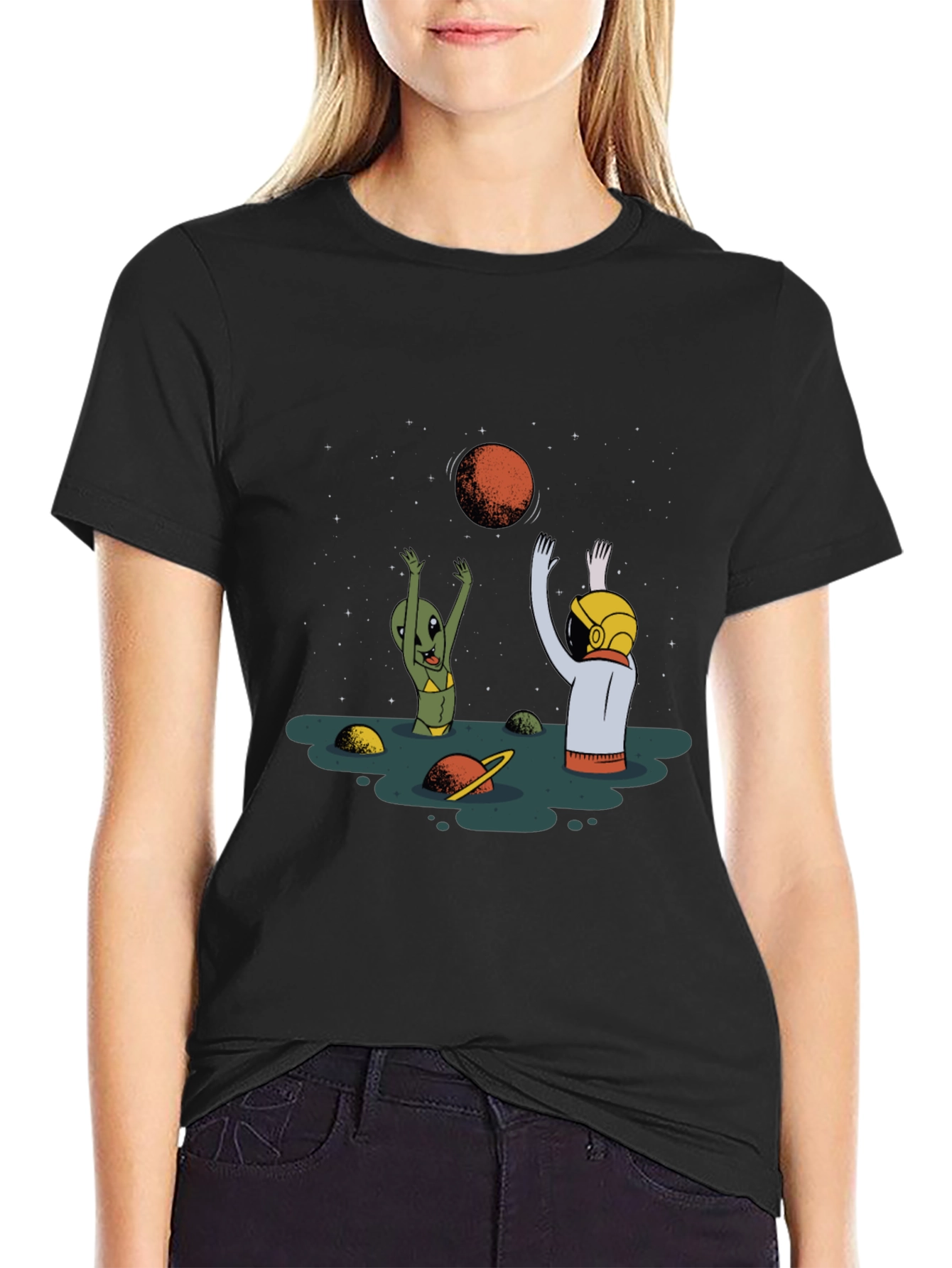 Alien Astronaut T-Shirt - Cosmic Beach Vibes