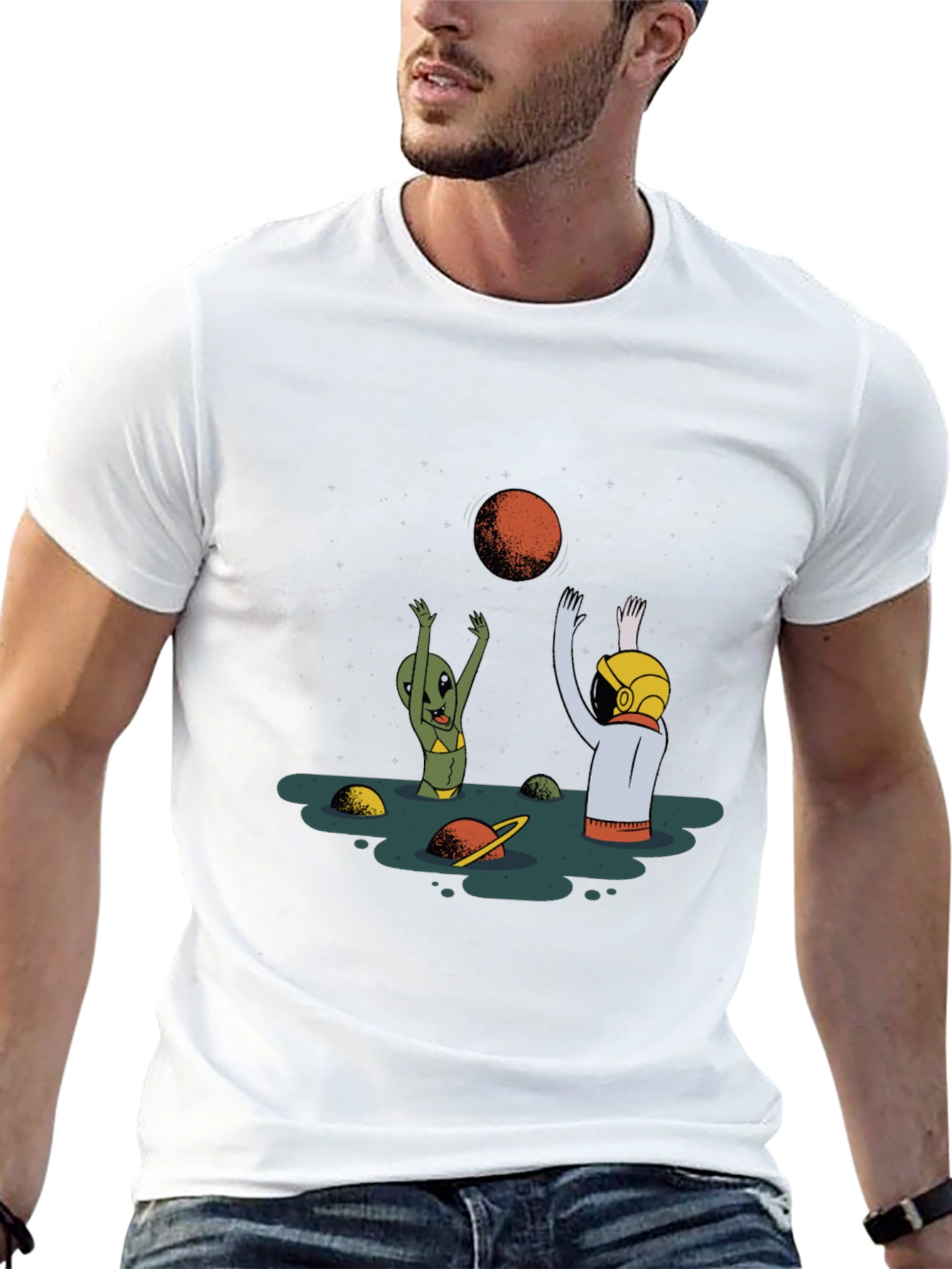 Alien Astronaut T-Shirt - Cosmic Beach Vibes