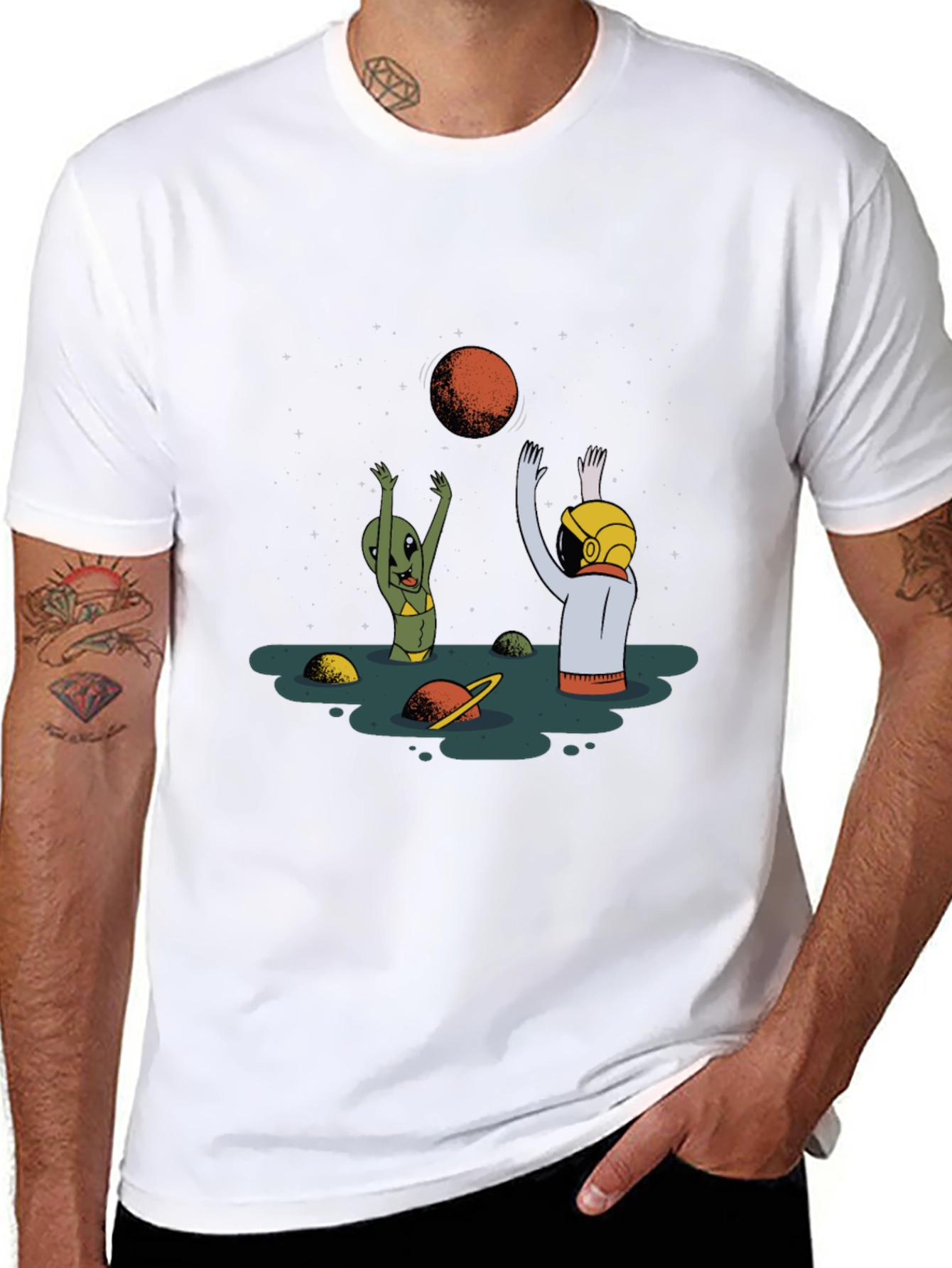 Alien Astronaut T-Shirt - Cosmic Beach Vibes