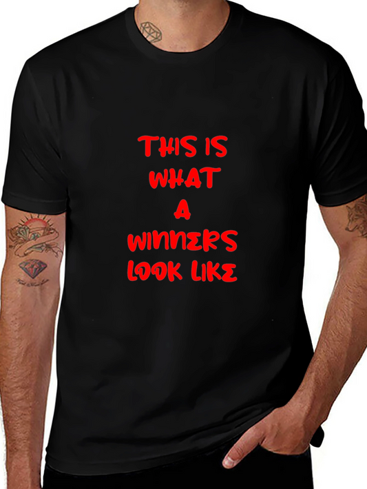 Winners Look Tee - Black T-Shirt with Bold Red Text