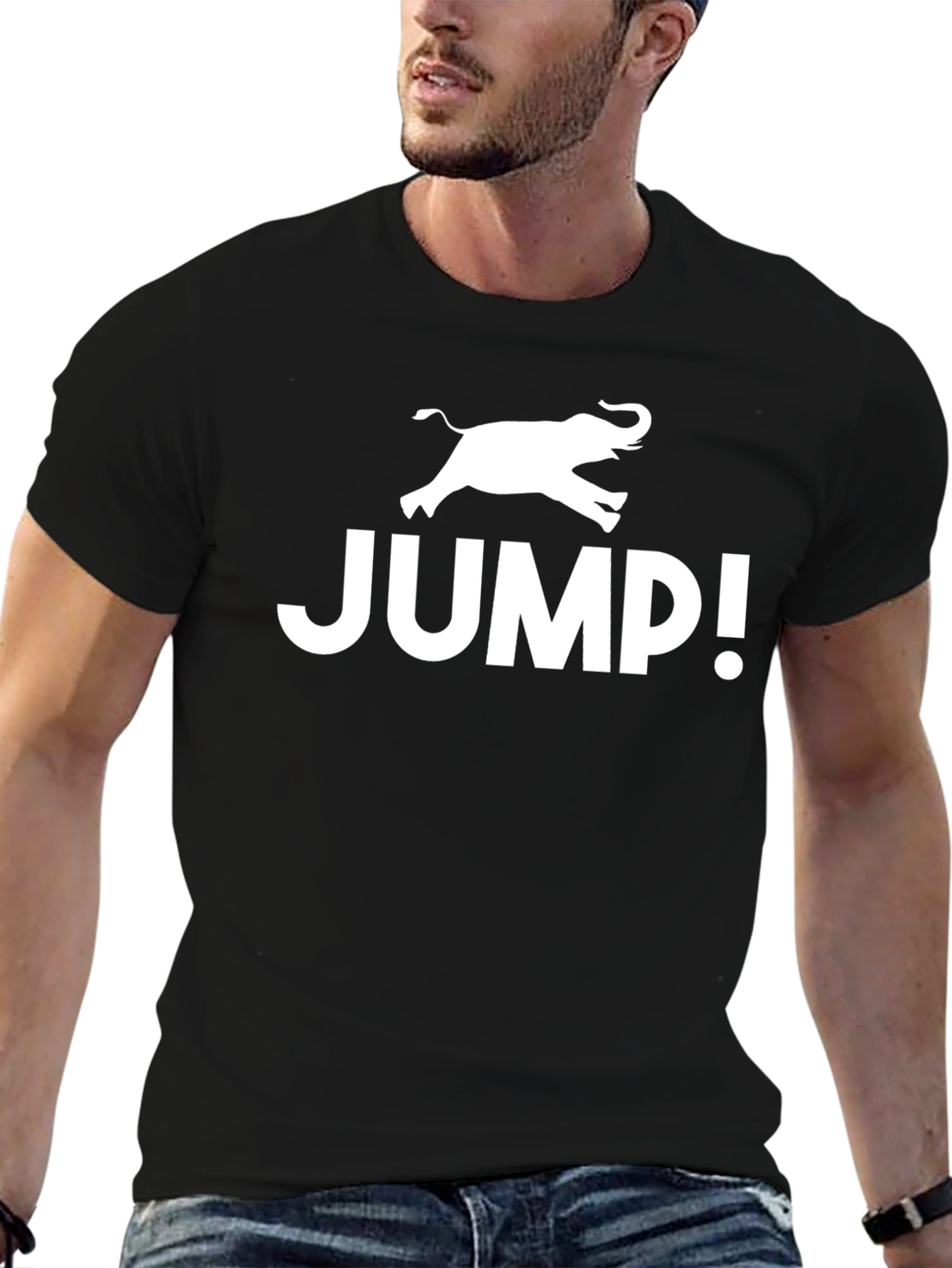 JUMP! Elephant Graphic Tee - Black Cotton T-Shirt
