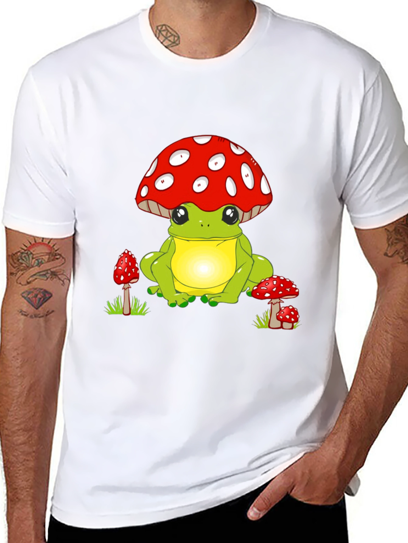 Frog with Mushroom Hat Graphic Tee