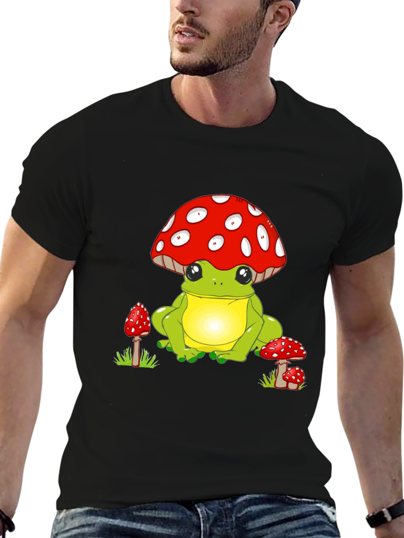 Frog with Mushroom Hat Graphic Tee