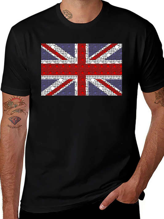 UK Flag T-Shirt - Black Cotton Blend Union Jack Graphic Tee
