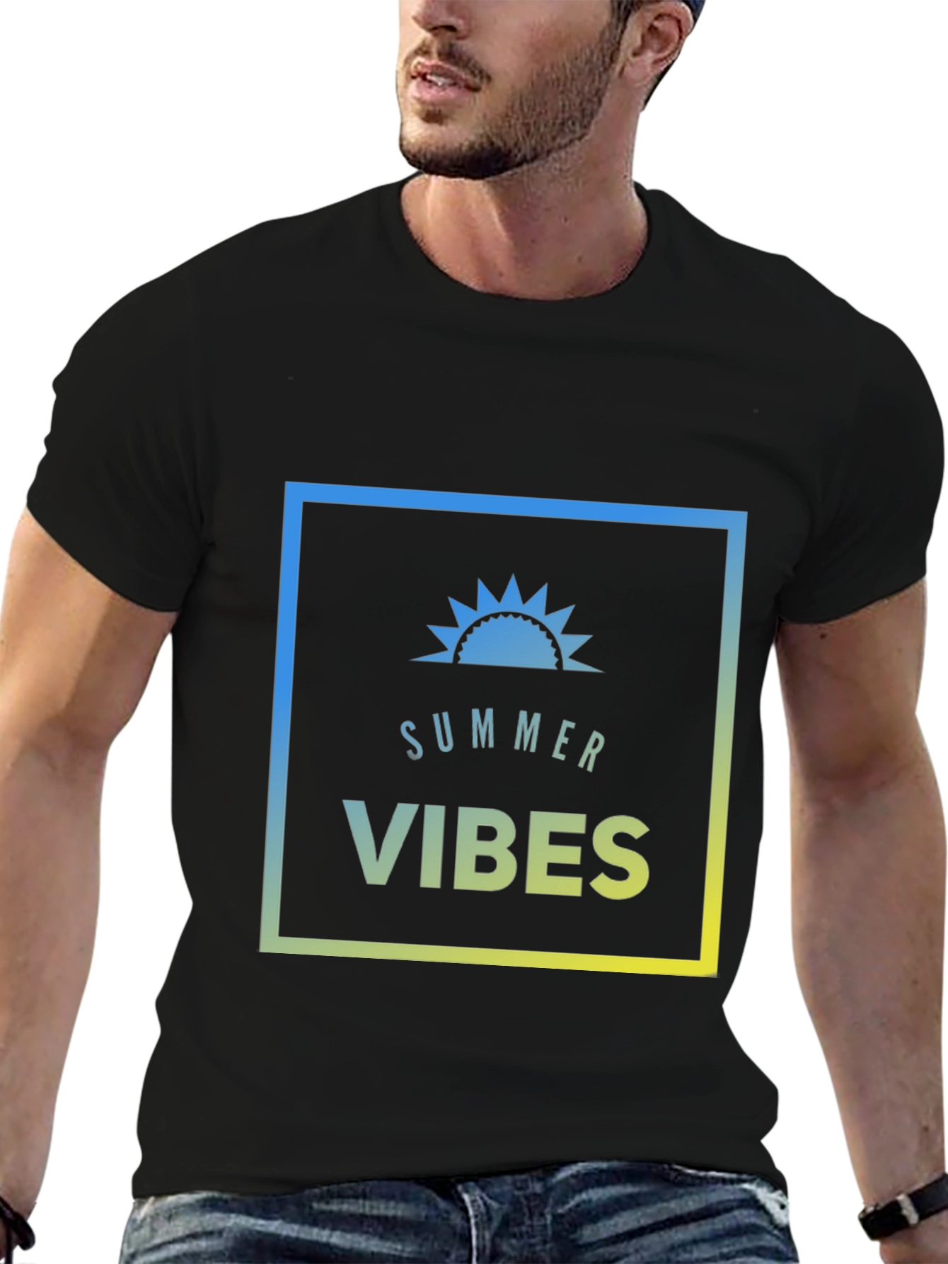 Summer Vibes Graphic Tee - Mens Black T-Shirt