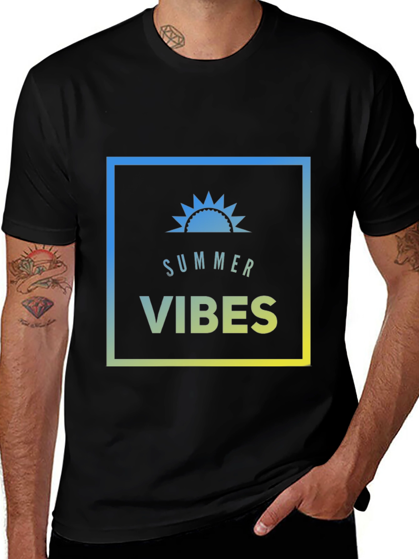 Summer Vibes Graphic Tee - Mens Black T-Shirt