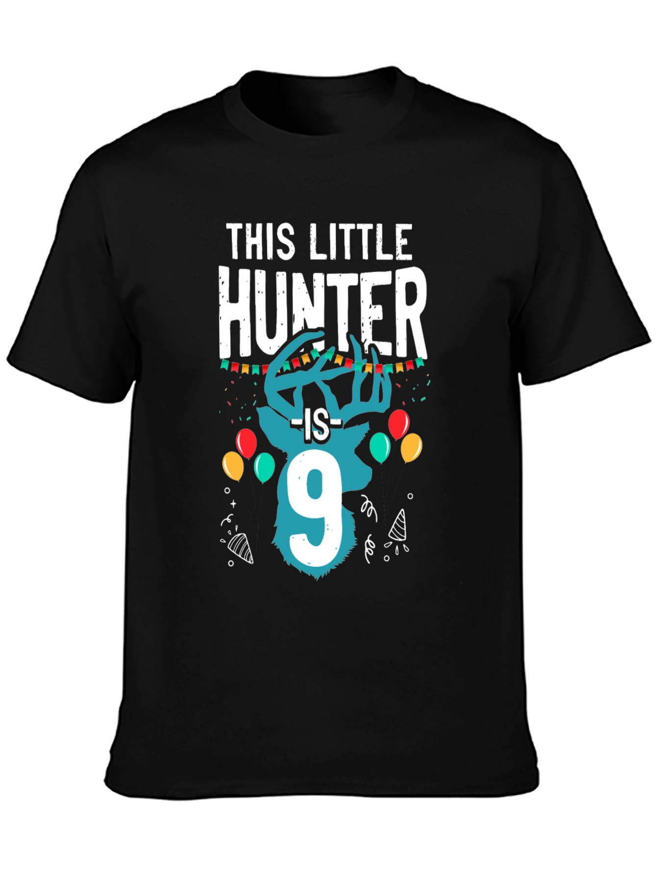 Little Hunter 9th Birthday Black T-Shirt