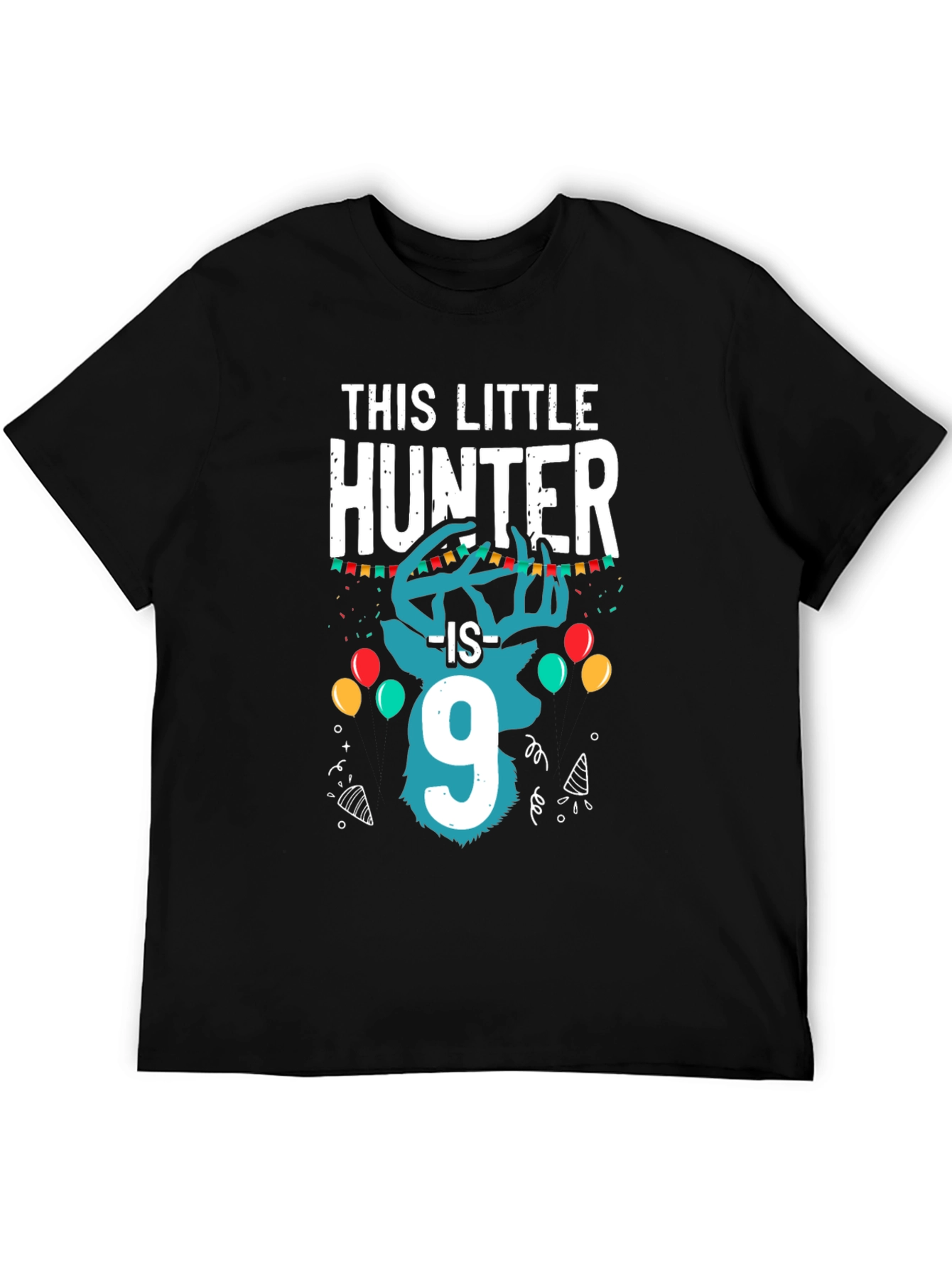 Little Hunter 9th Birthday Black T-Shirt