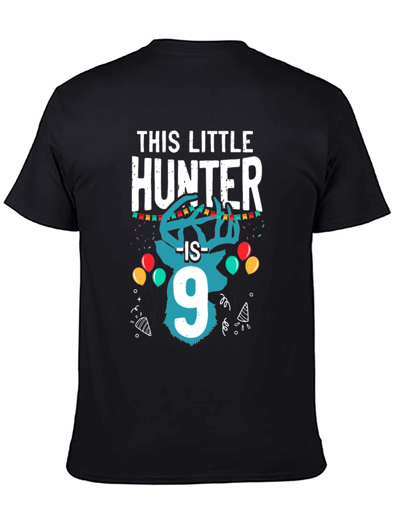 Little Hunter 9th Birthday Black T-Shirt