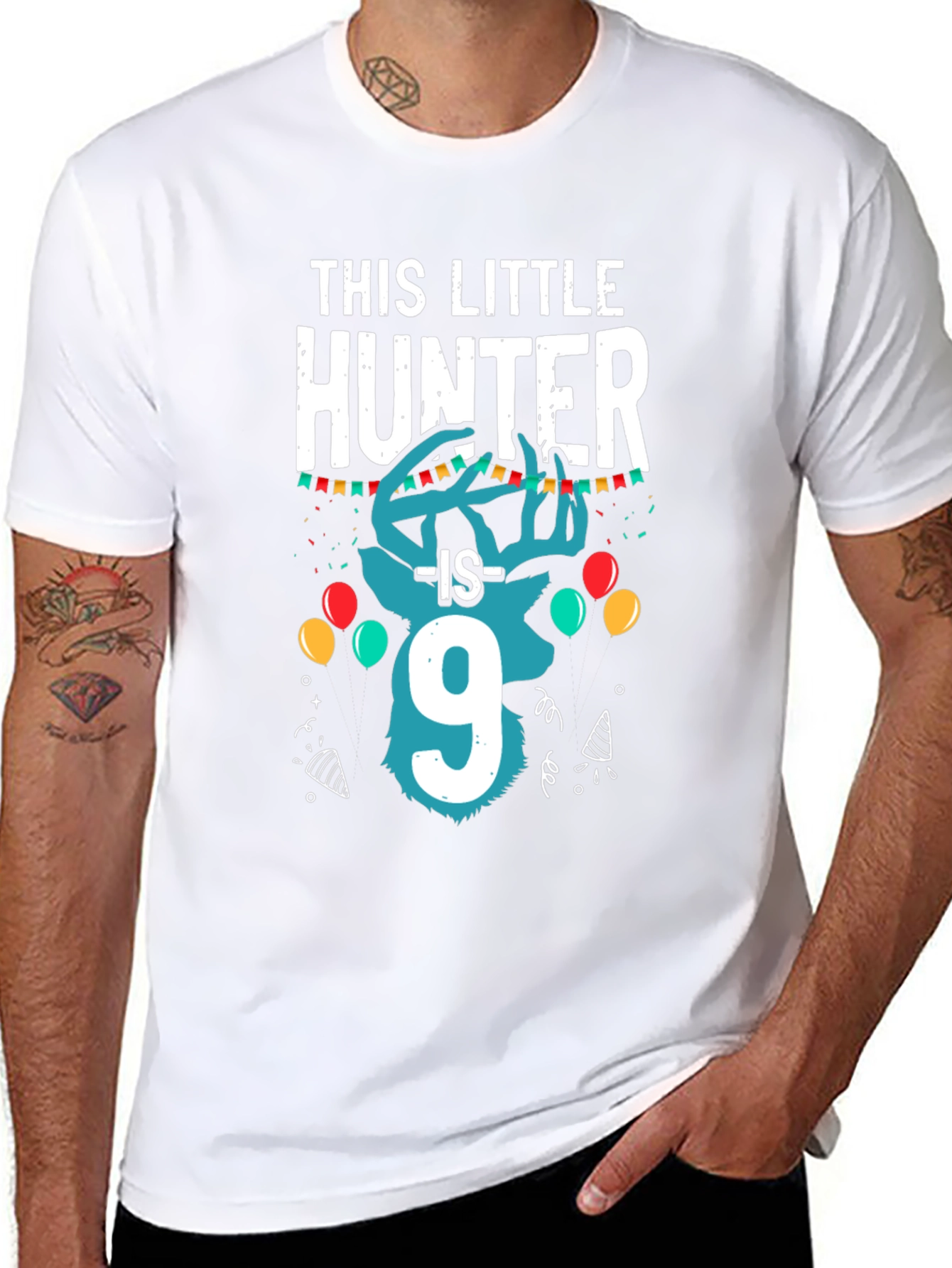 Little Hunter 9th Birthday Black T-Shirt
