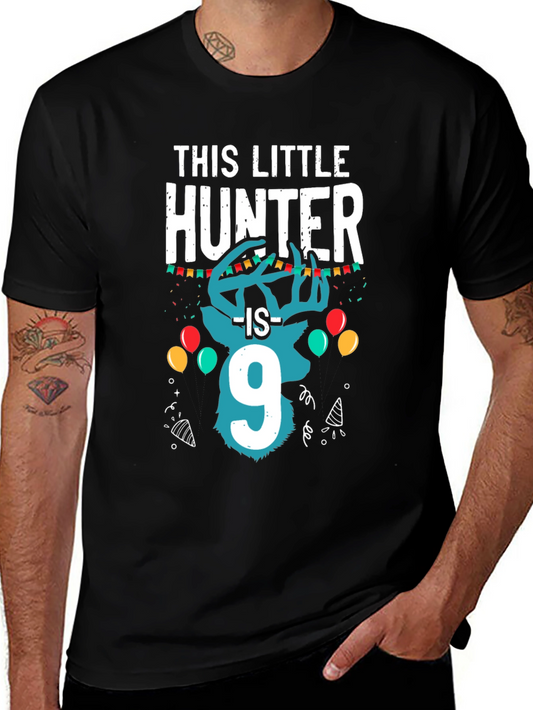 Little Hunter 9th Birthday Black T-Shirt