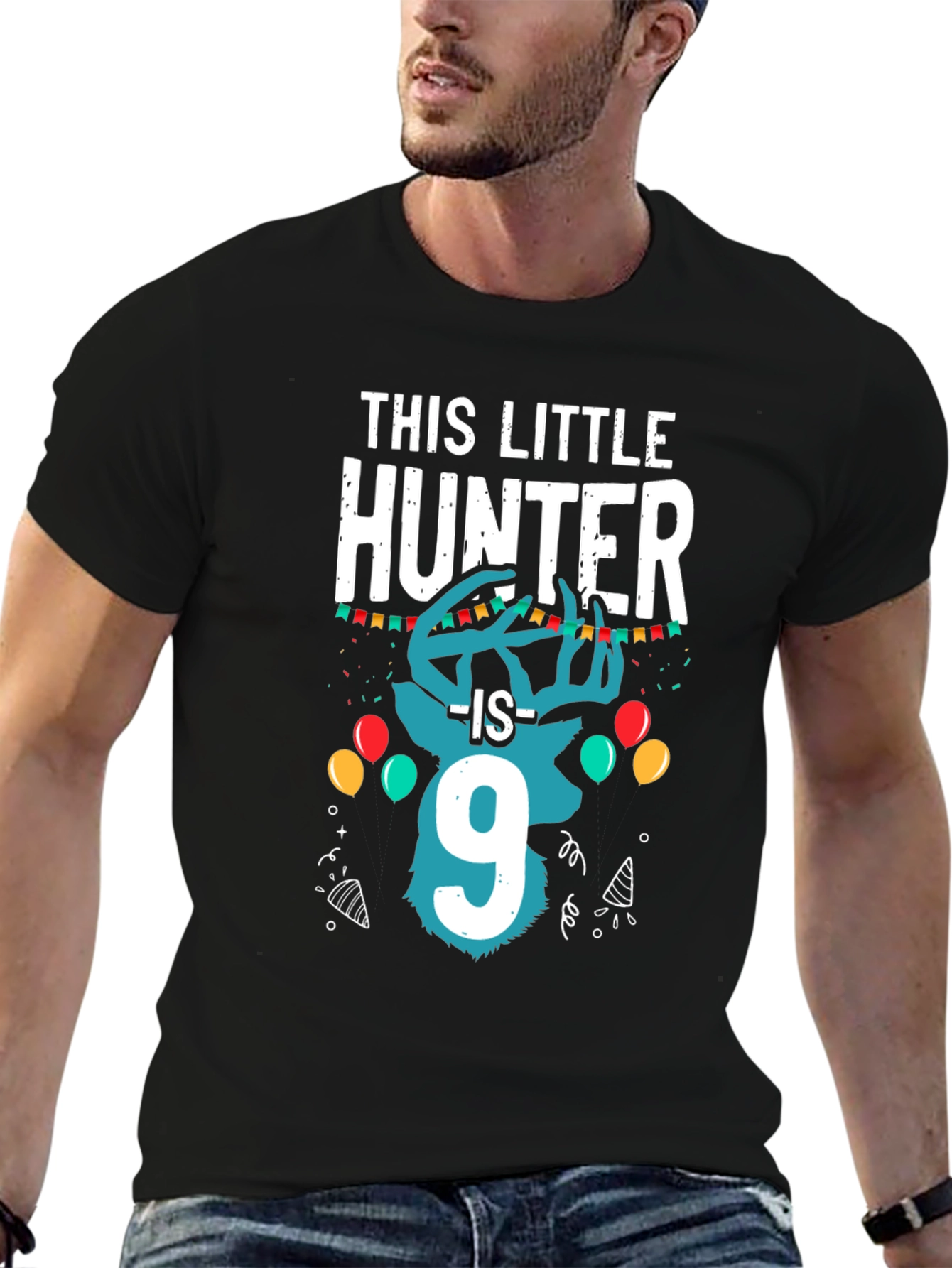 Little Hunter 9th Birthday Black T-Shirt