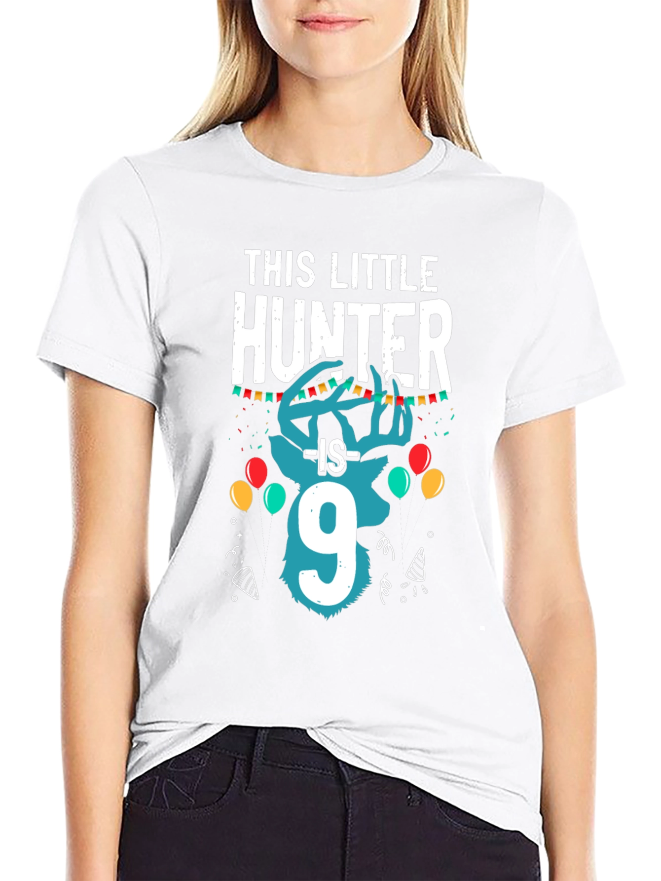 Little Hunter 9th Birthday Black T-Shirt