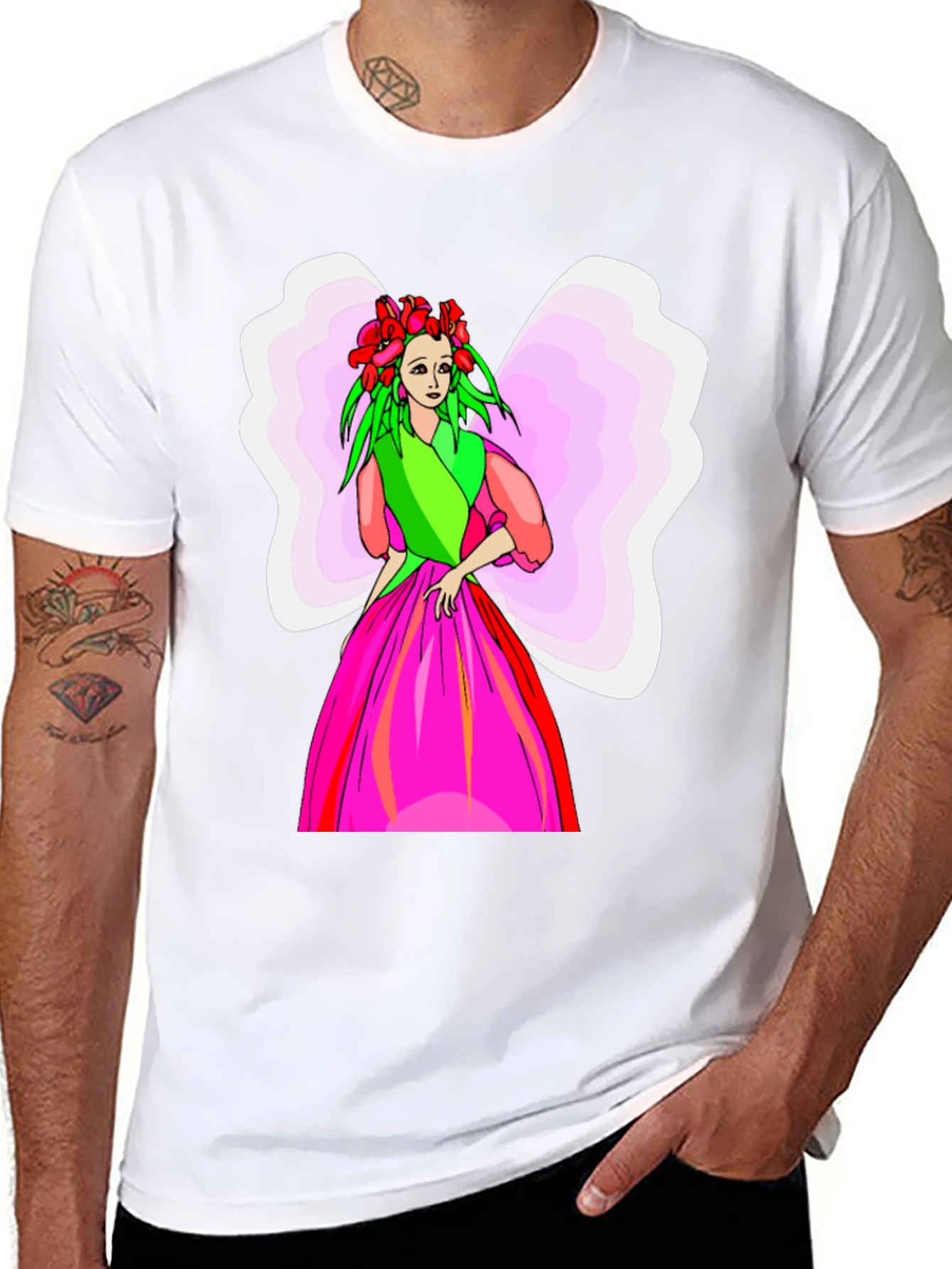 Fairy Graphic Tee - Black Cotton T-Shirt