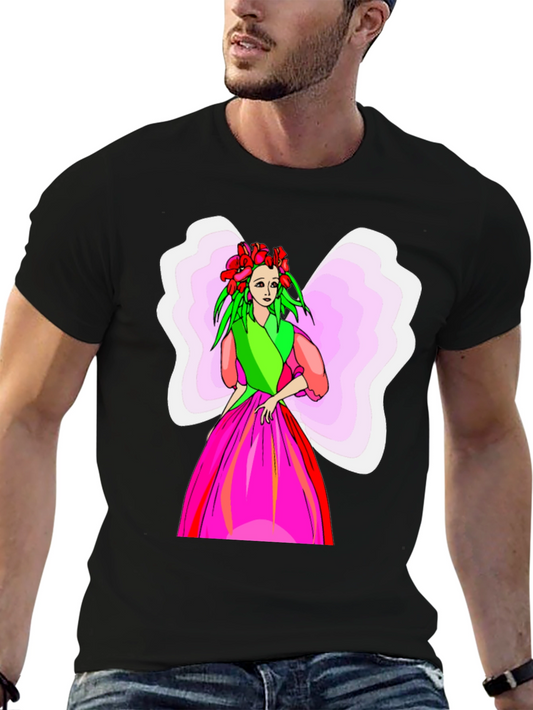 Fairy Graphic Tee - Black Cotton T-Shirt