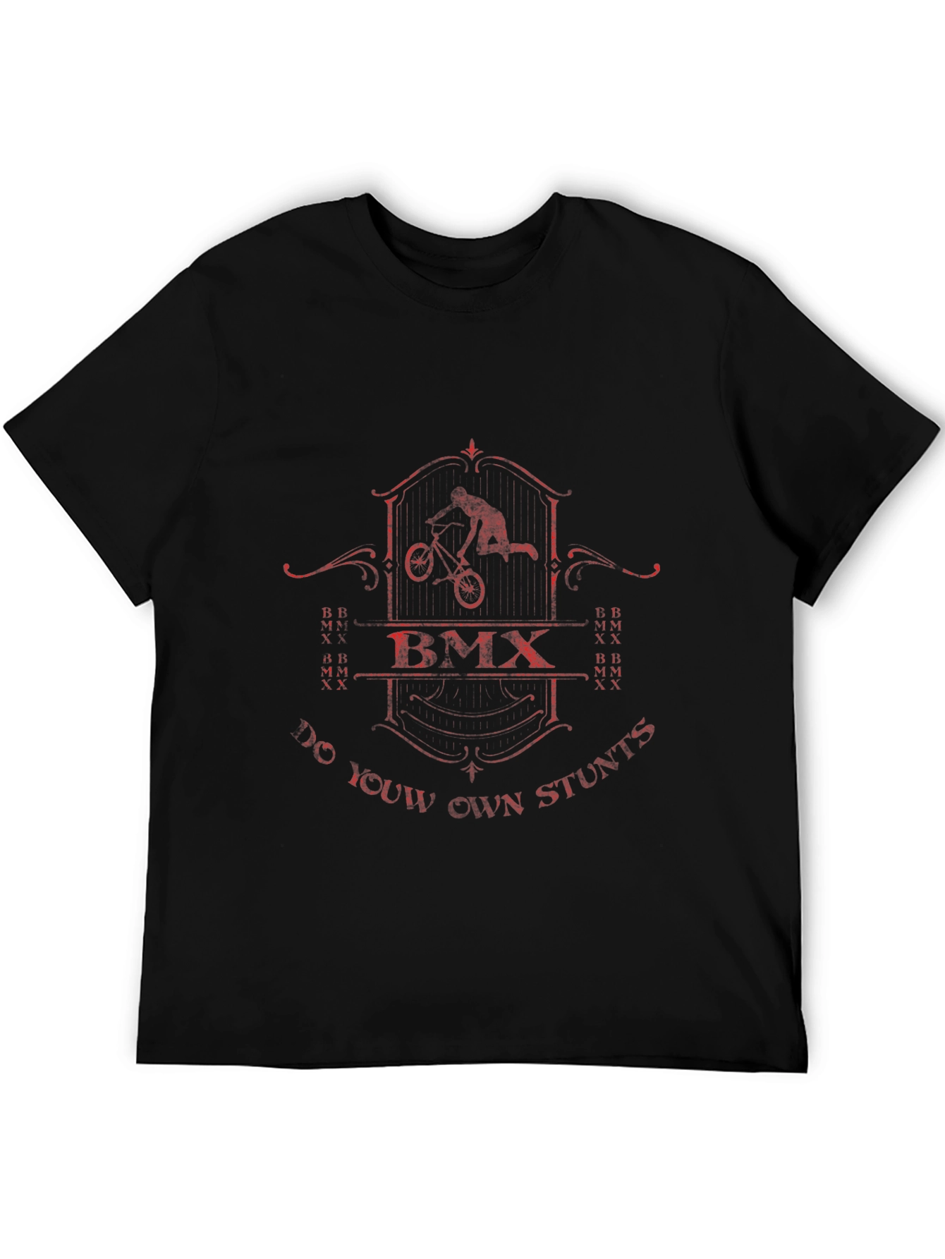 BMX Stunts Black Graphic T-Shirt