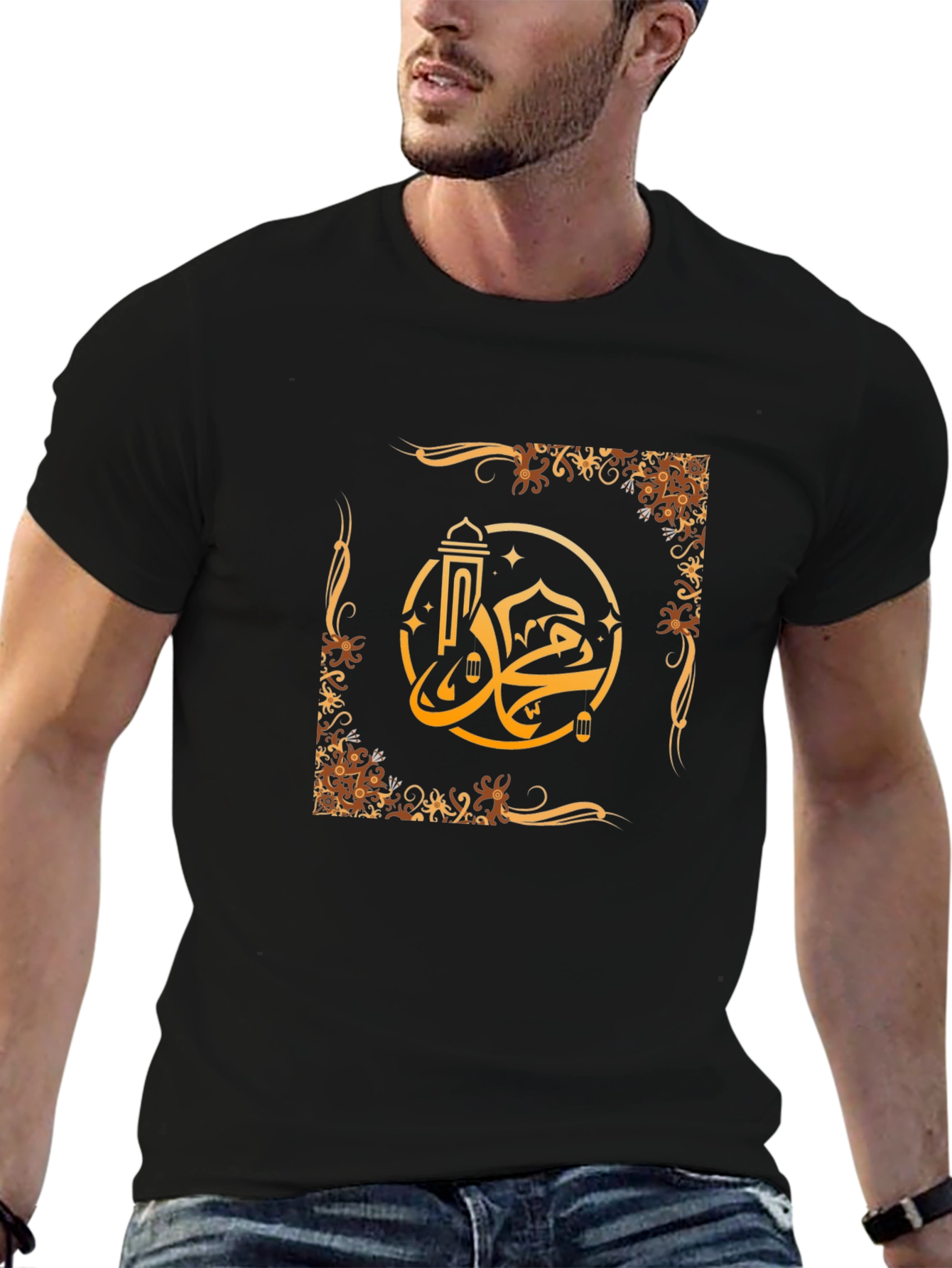 Islamic Art Mens Black T-Shirt