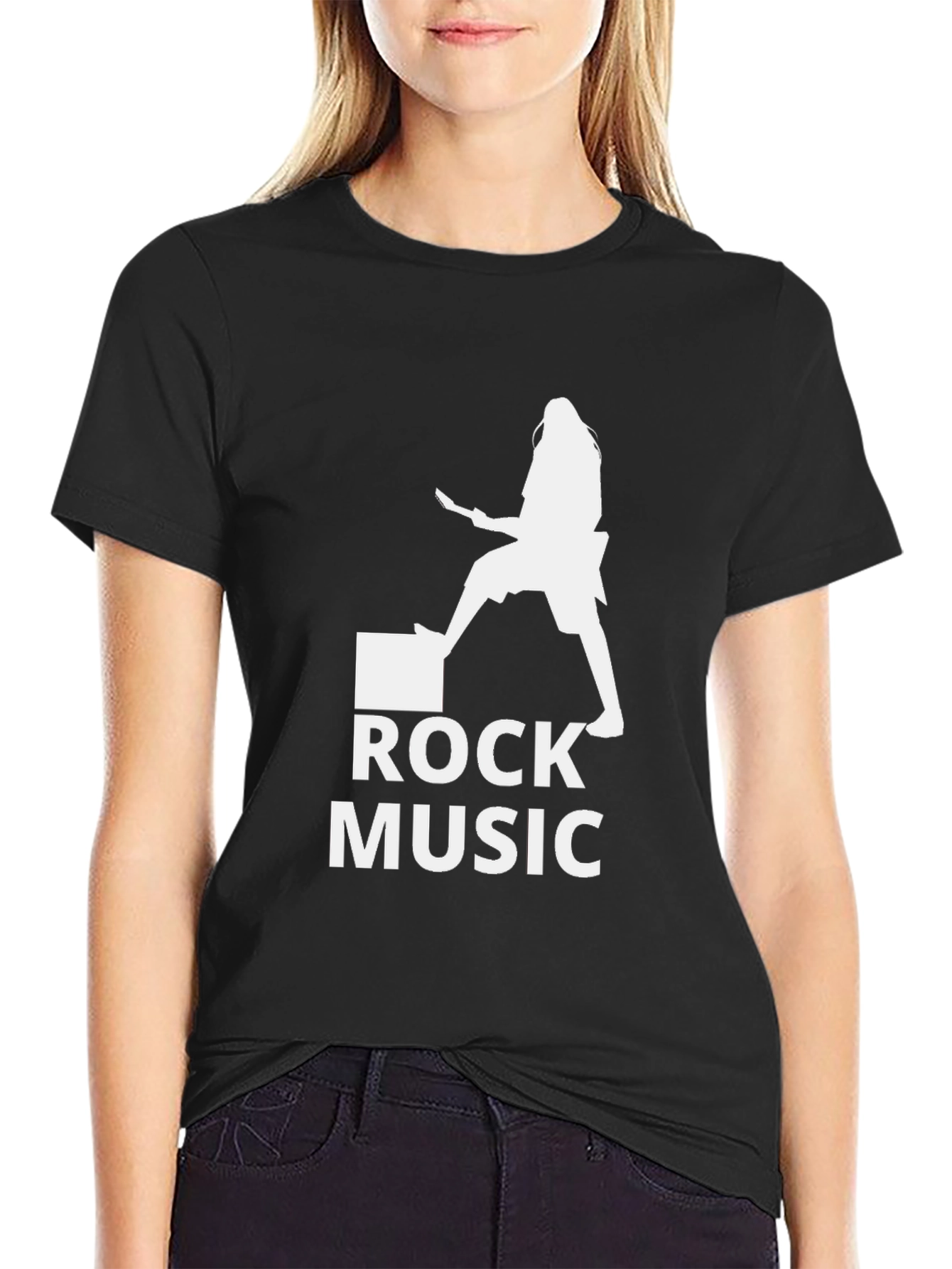 Rock Music Guitarist Graphic Tee - Black