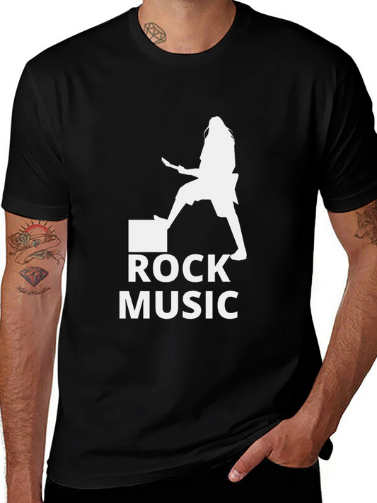 Rock Music Guitarist Graphic Tee - Black