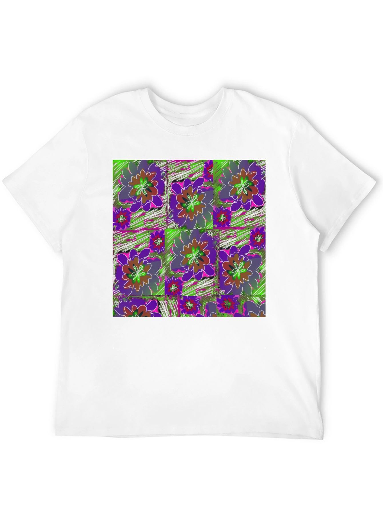 Floral Patchwork Graphic Tee - Unique Design