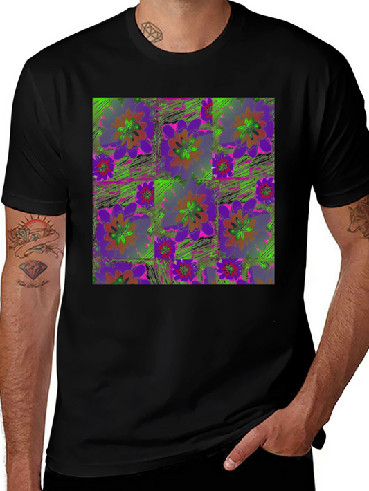 Floral Patchwork Graphic Tee - Unique Design