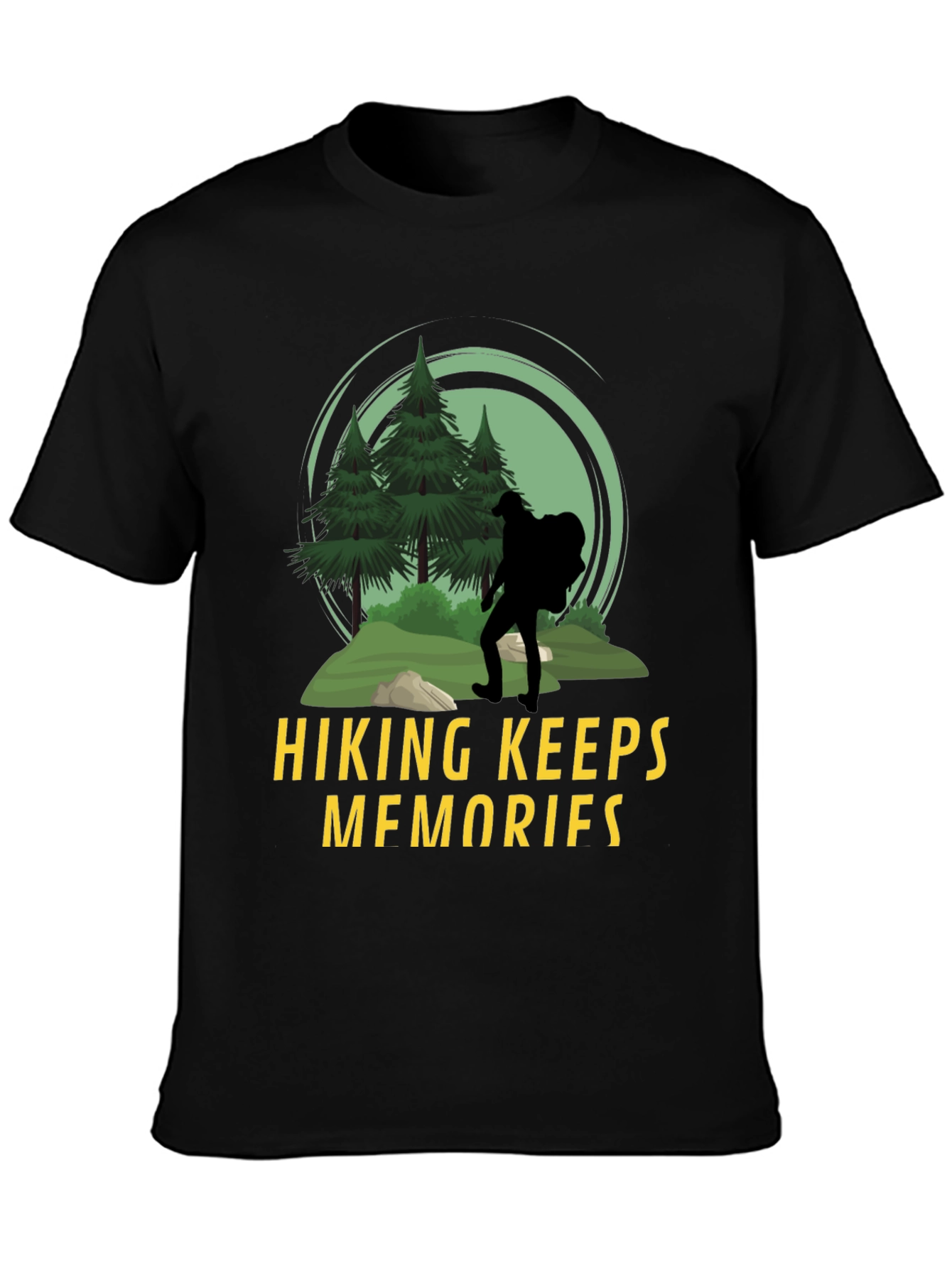 Hiking Keeps Memories Black Graphic T-Shirt