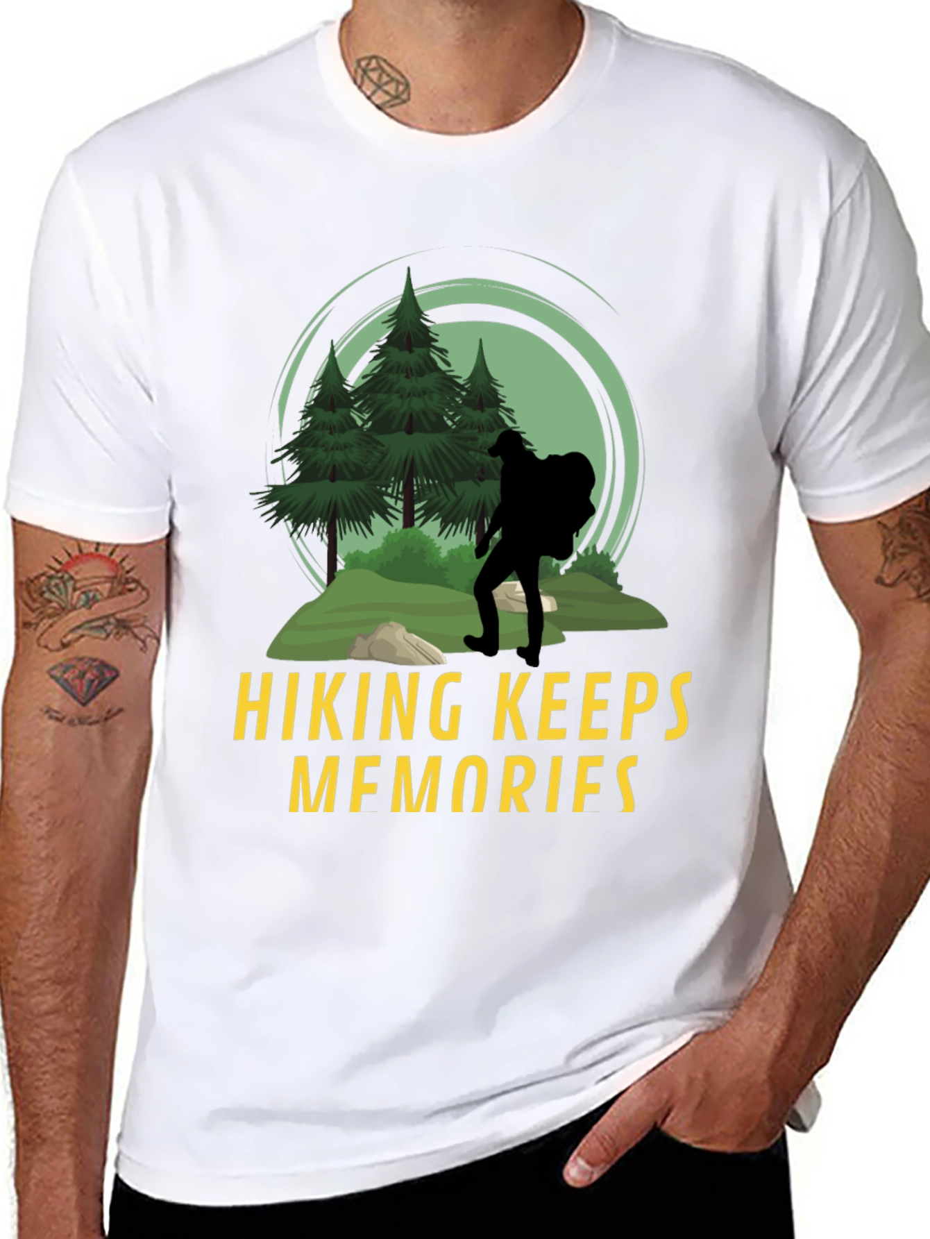 Hiking Keeps Memories Black Graphic T-Shirt