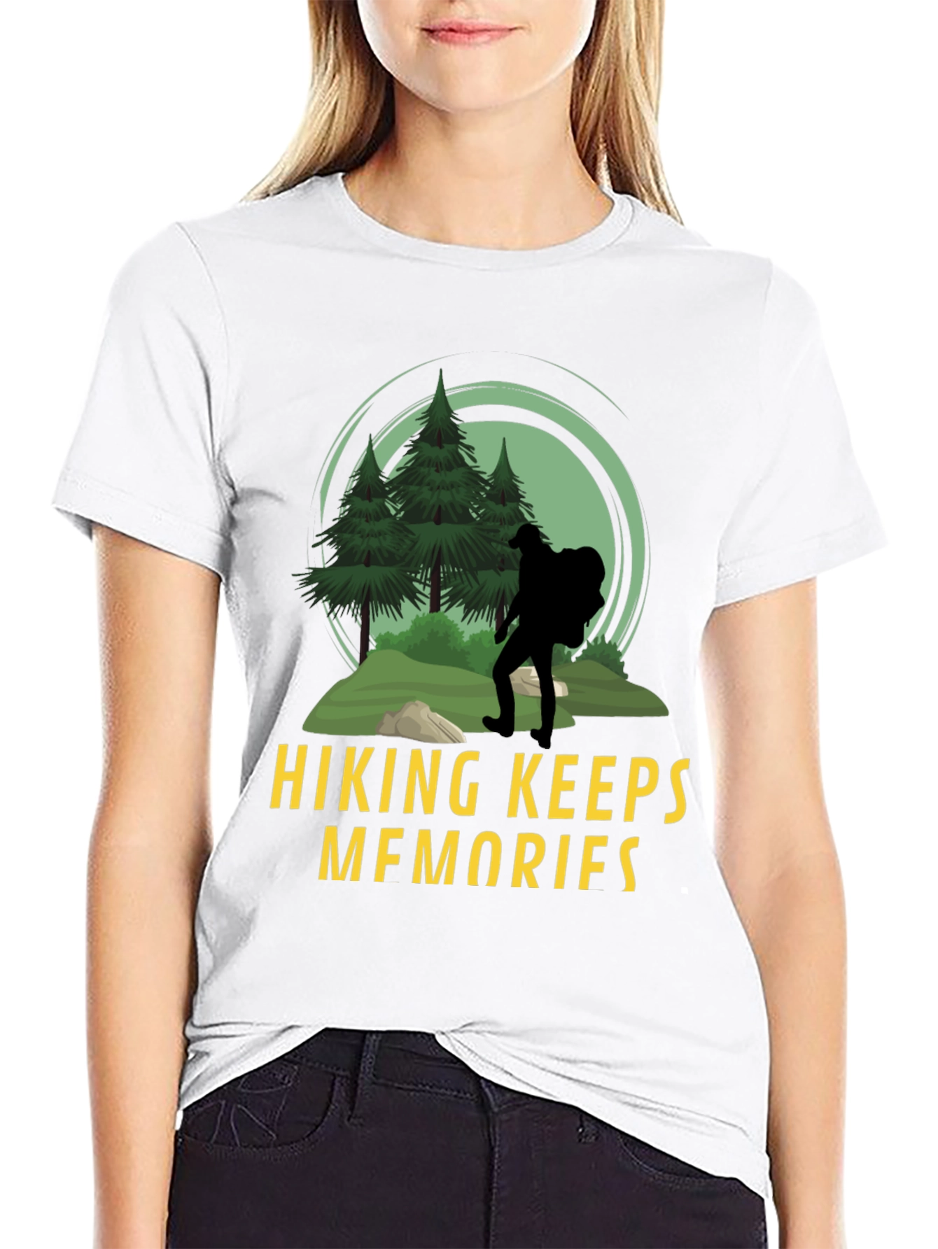 Hiking Keeps Memories Black Graphic T-Shirt