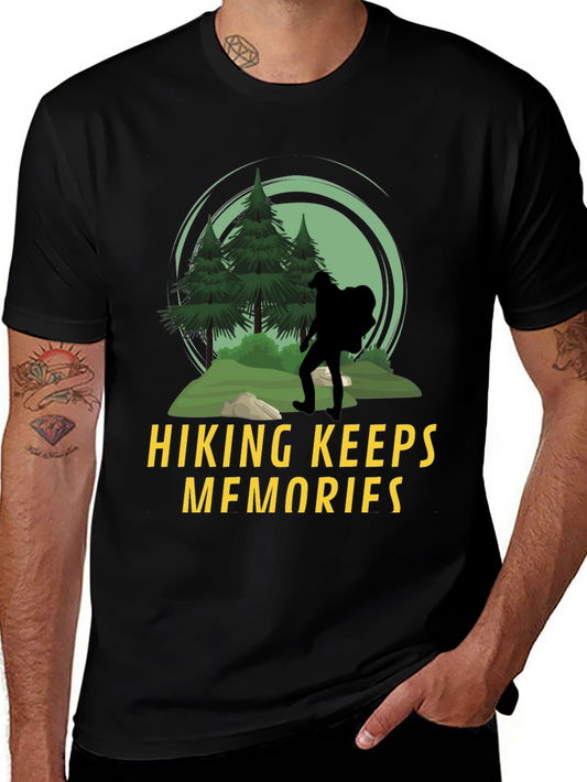 Hiking Keeps Memories Black Graphic T-Shirt