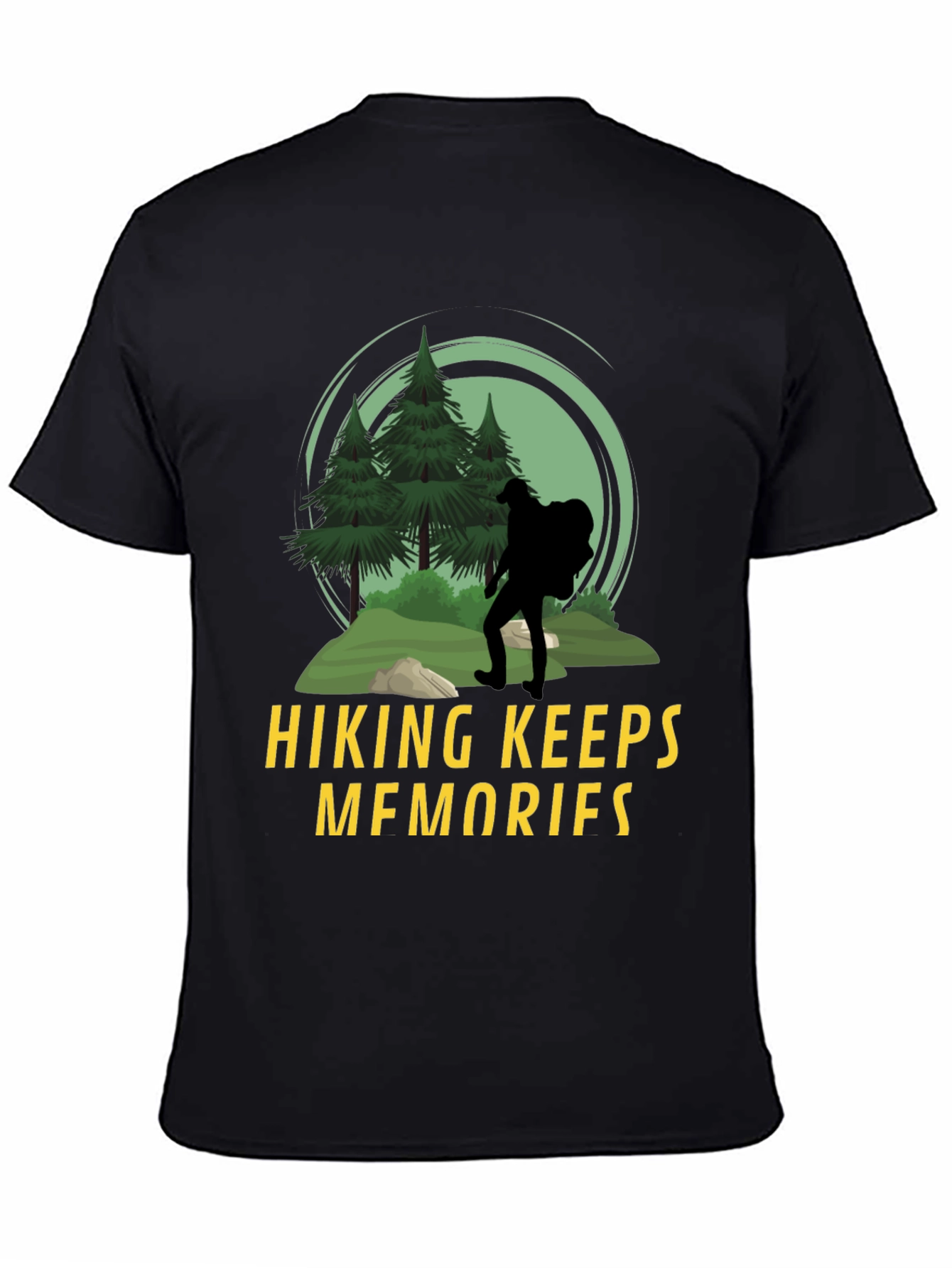 Hiking Keeps Memories Black Graphic T-Shirt